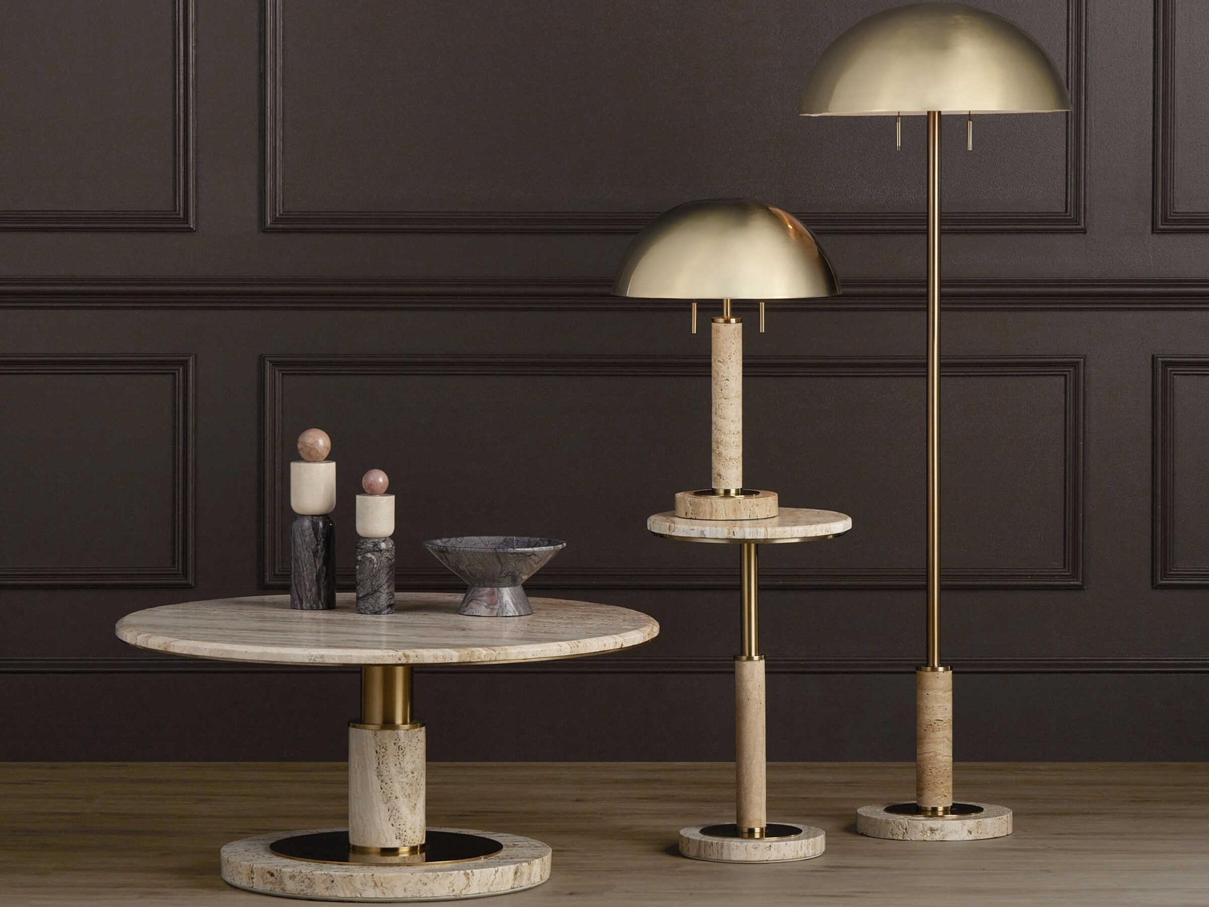 Currey & Company Miles Brass Natural Metal Floor Lamp