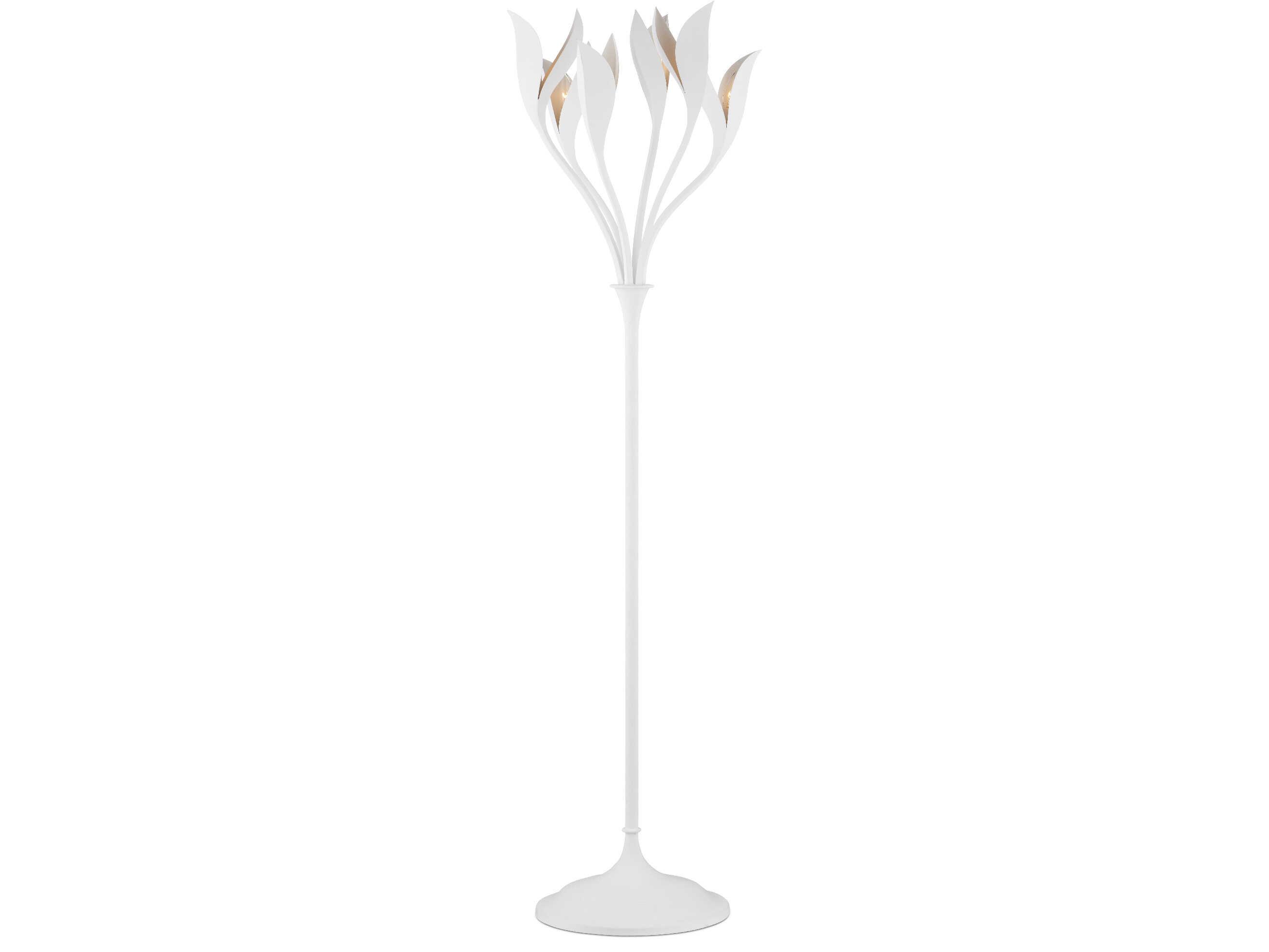 Currey & Company Snowflower Gesso White Floor Lamp