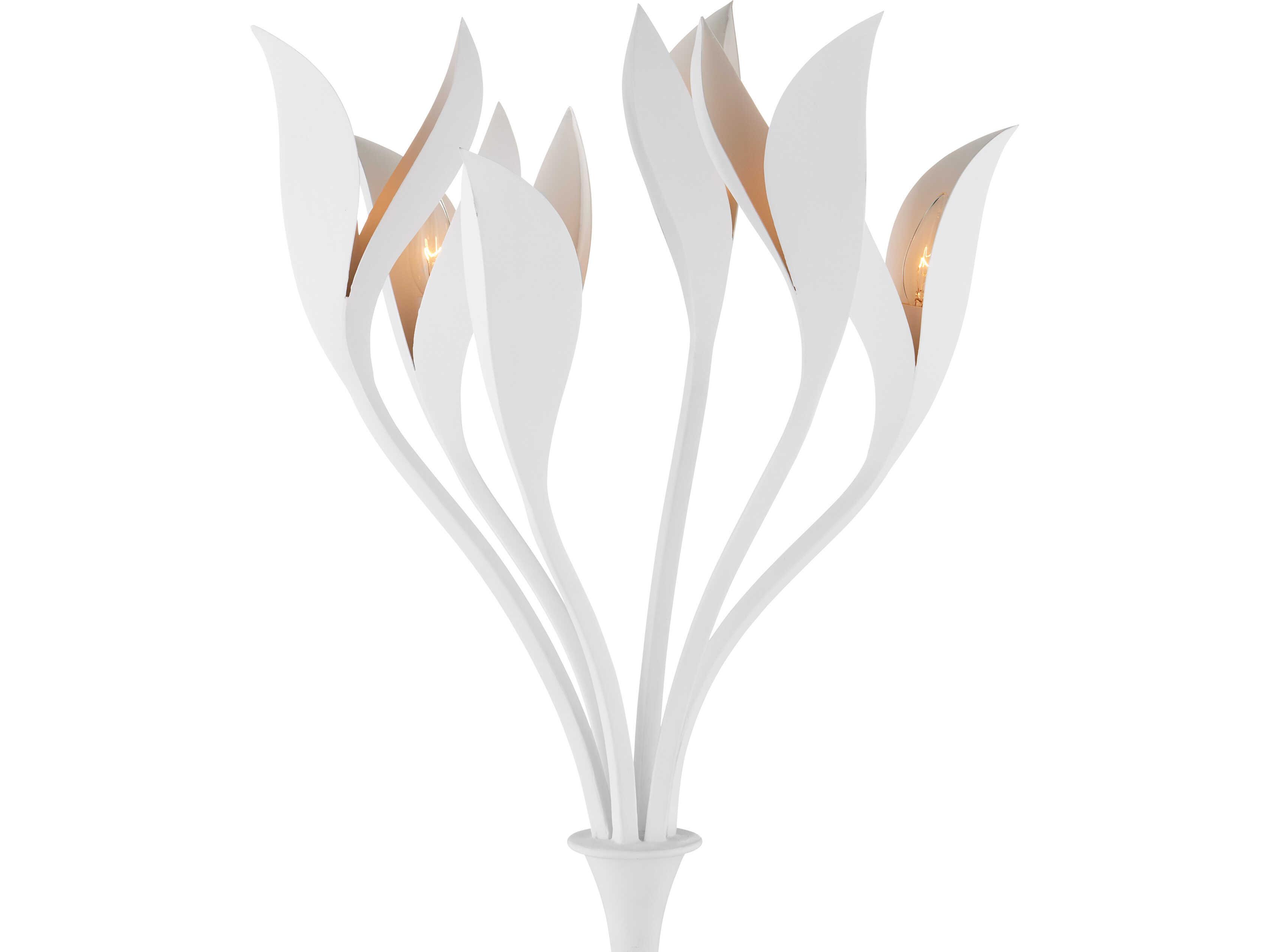 Currey & Company Snowflower Gesso White Floor Lamp