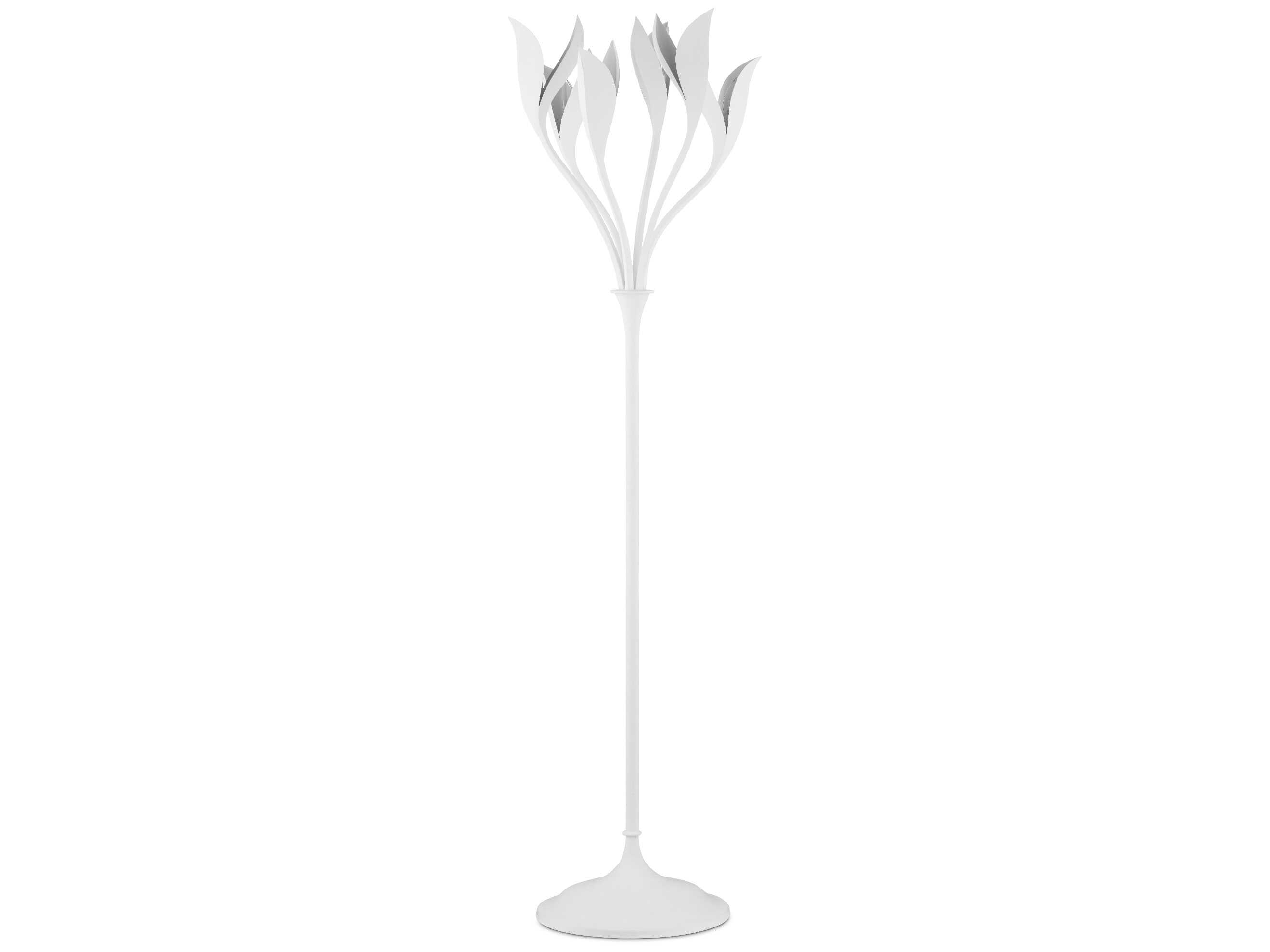 Currey & Company Snowflower Gesso White Floor Lamp