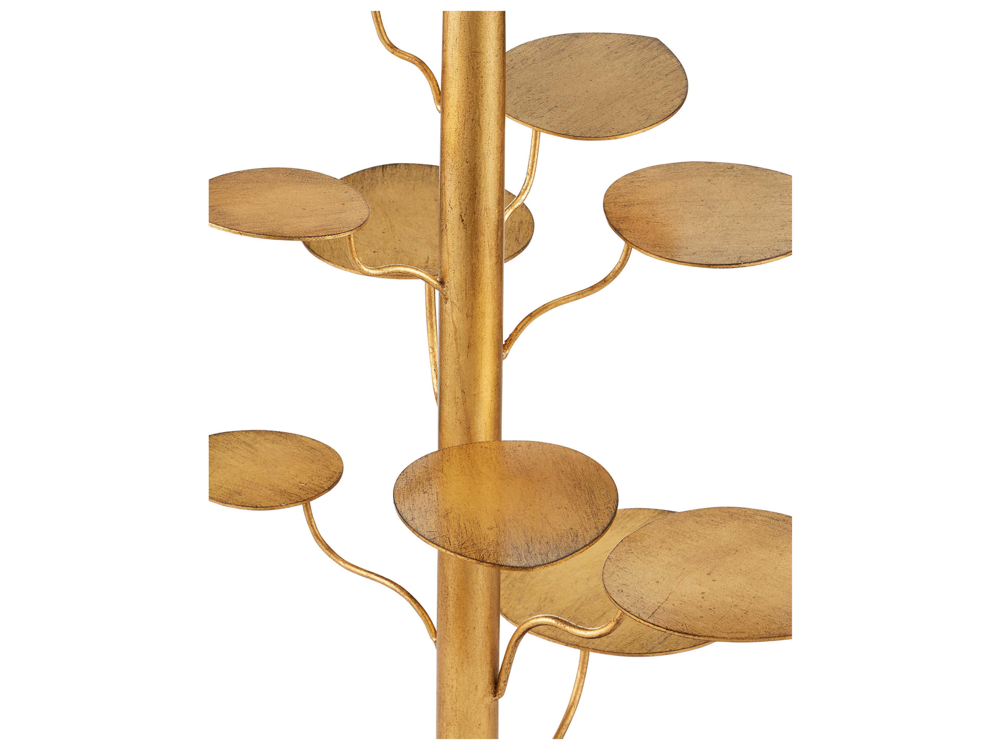 Currey & Company Vittoria Antique Gold Leaf Light Beige Linen Floor Lamp