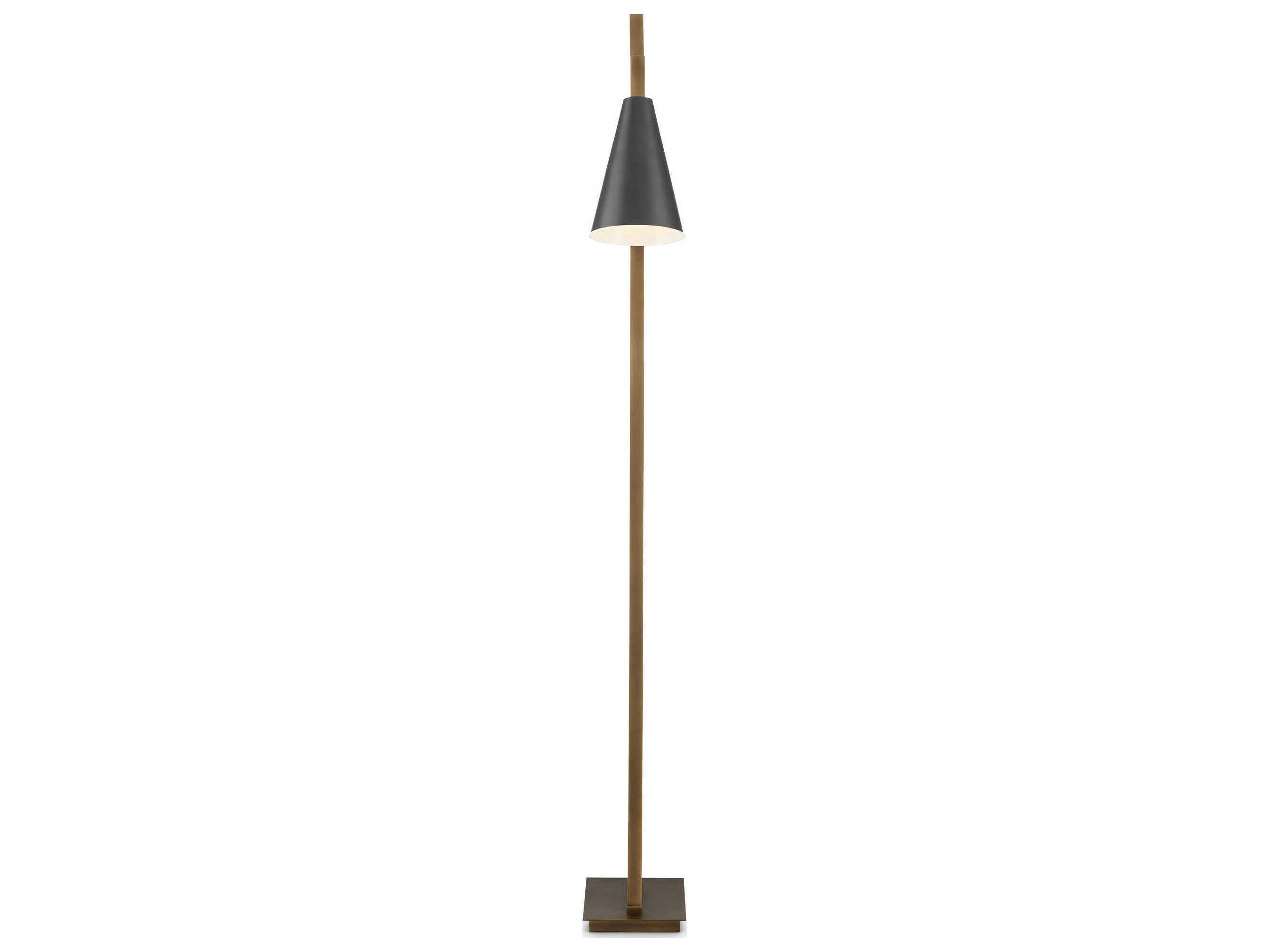 Currey & Company Duet Oil Rubbed Bronze Antique Brass White Metal Floor Lamp