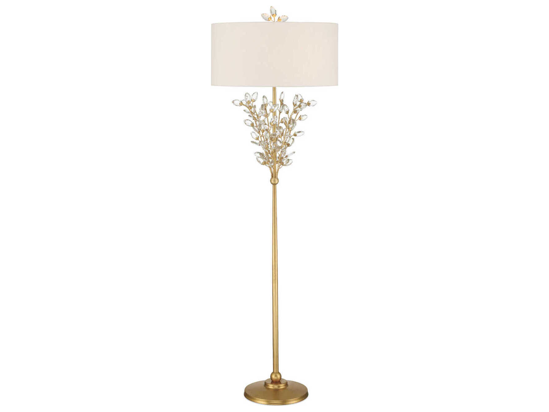 Currey & Company Forget-Me-Not 2-Light Chinois Gold Leaf Floor Lamp
