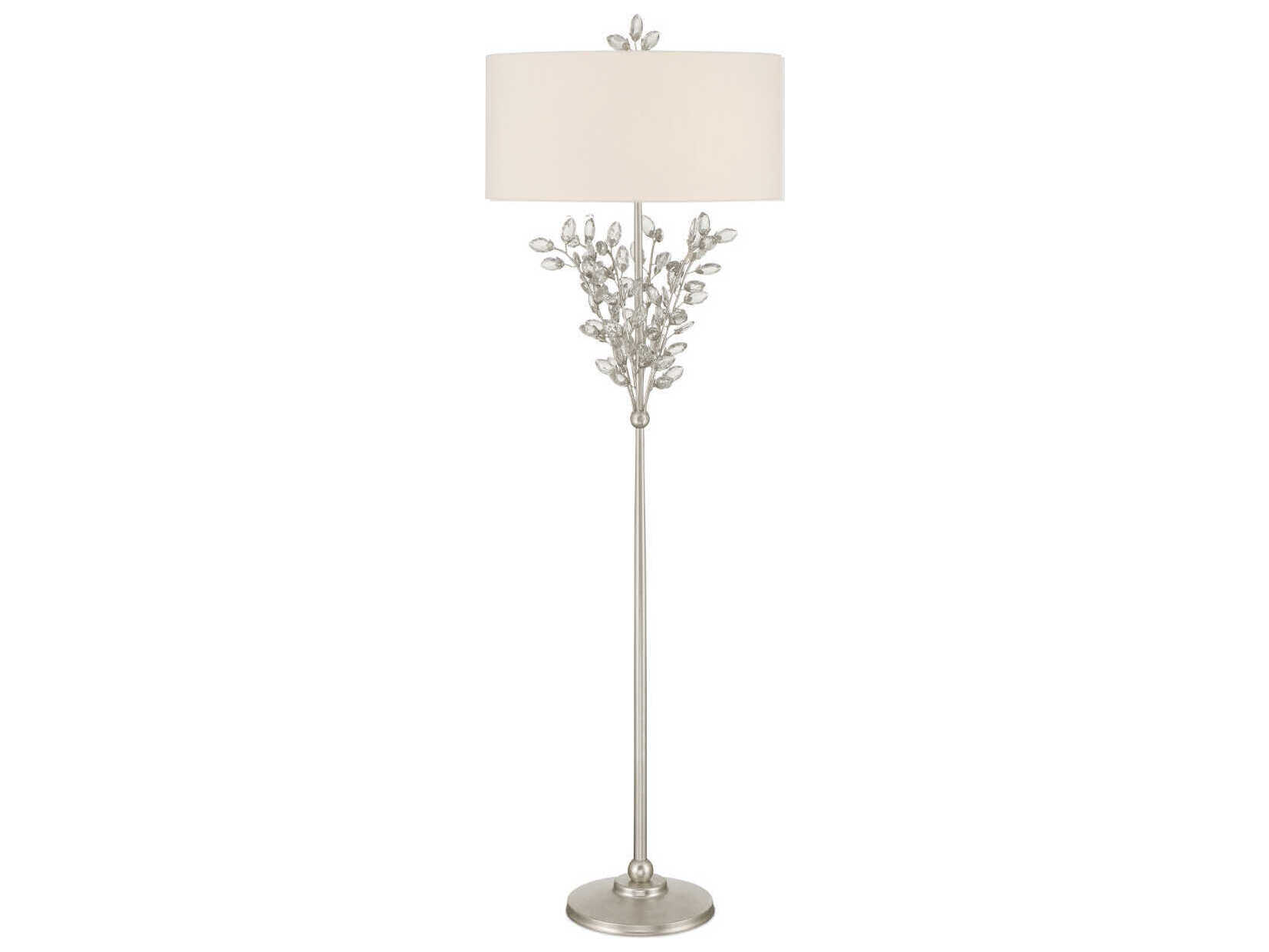 Currey & Company Forget-Me-Not 2-Light Silver Leaf Floor Lamp