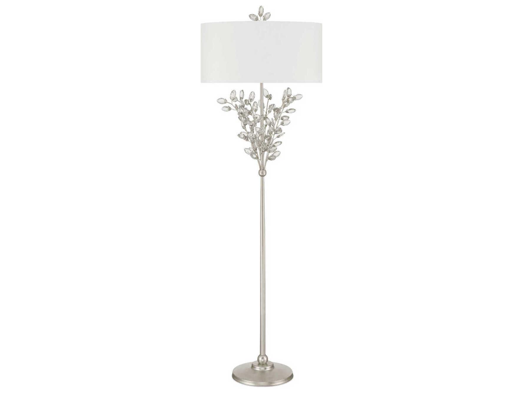 Currey & Company Forget-Me-Not 2-Light Silver Leaf Floor Lamp