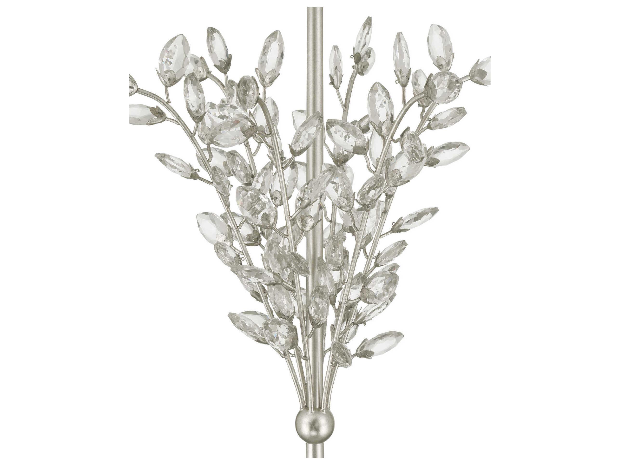 Currey & Company Forget-Me-Not 2-Light Silver Leaf Floor Lamp