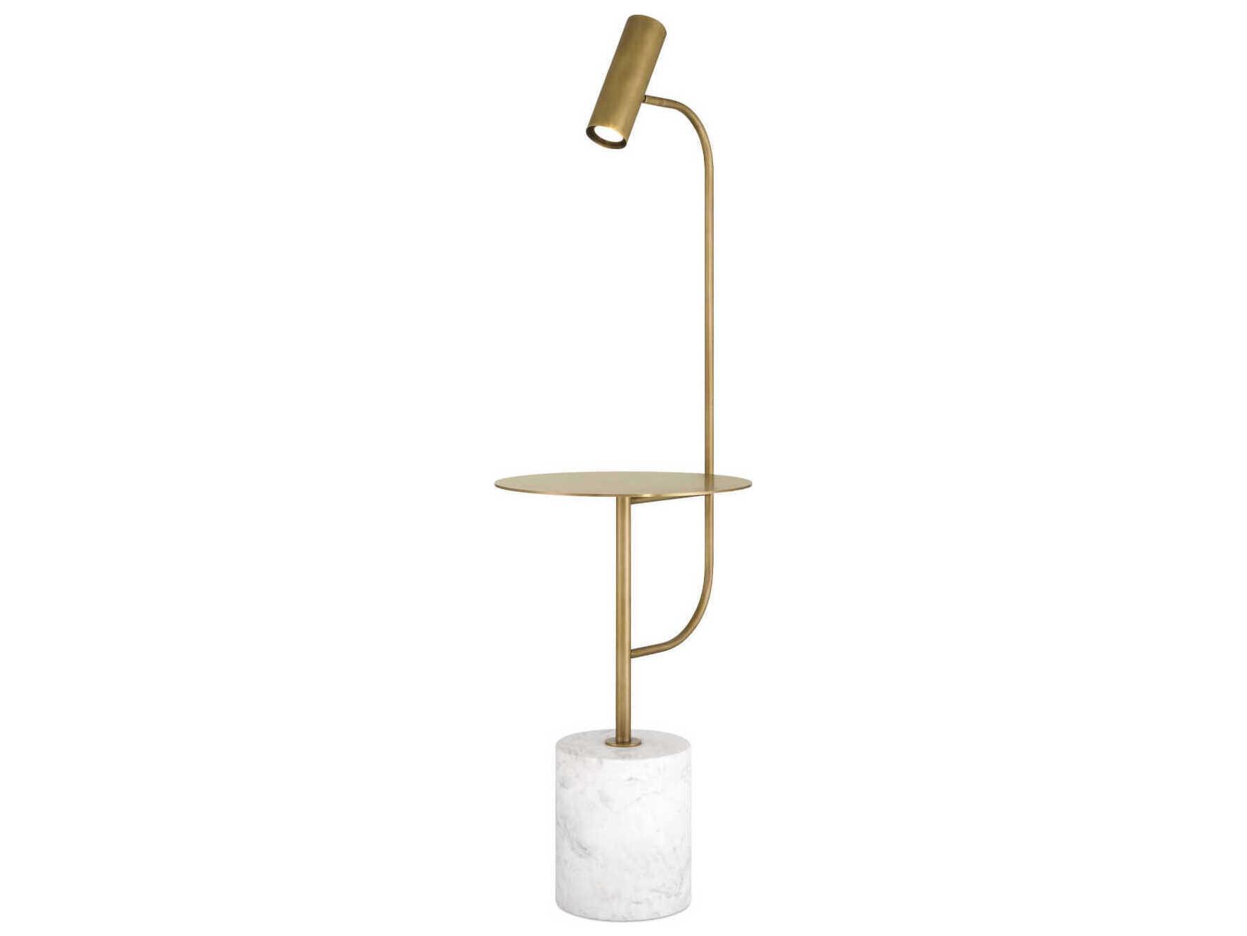 Currey & Company Eastlin Antique Brass White Metal Floor Lamp