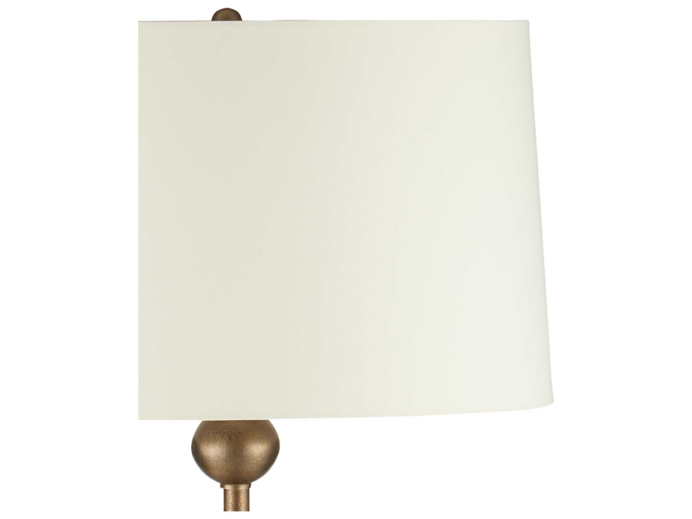 Currey & Company Boullee Antique Brass Beige Linen Floor Lamp