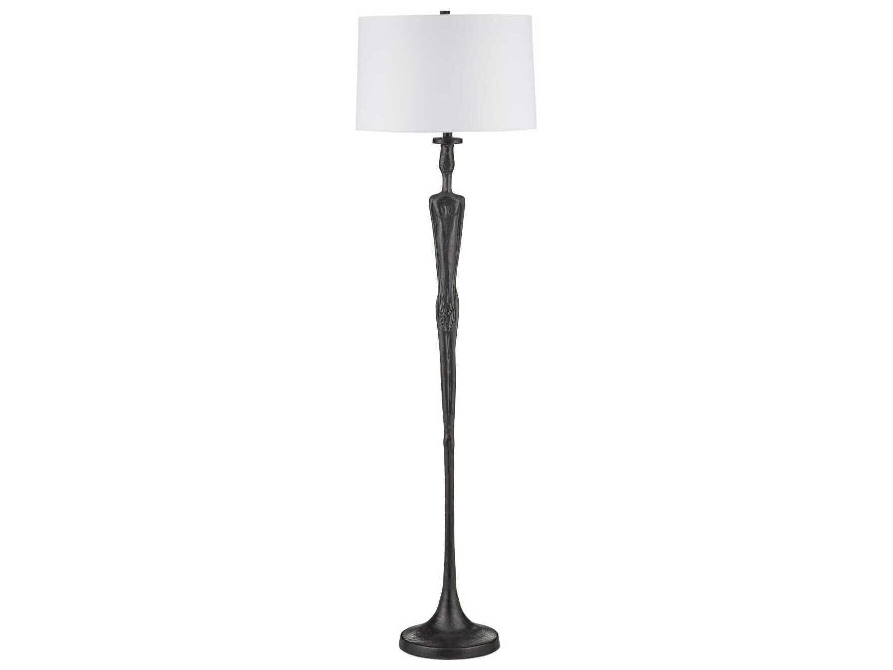 Currey & Company Mirage Black White Polyester Rayon Floor Lamp