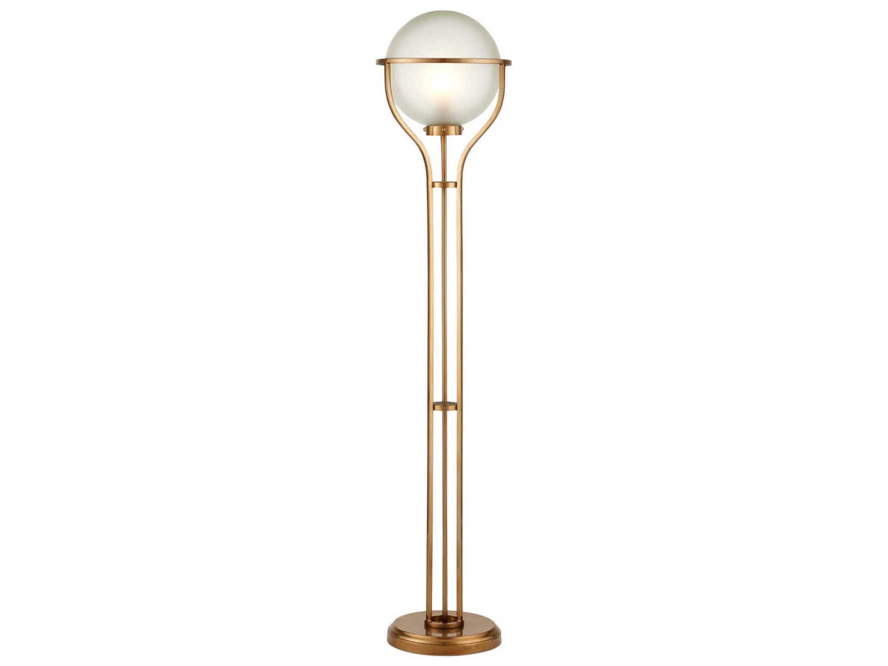 Currey & Company Metropolis Metallic Champagne Frosted Glass Gold Floor Lamp