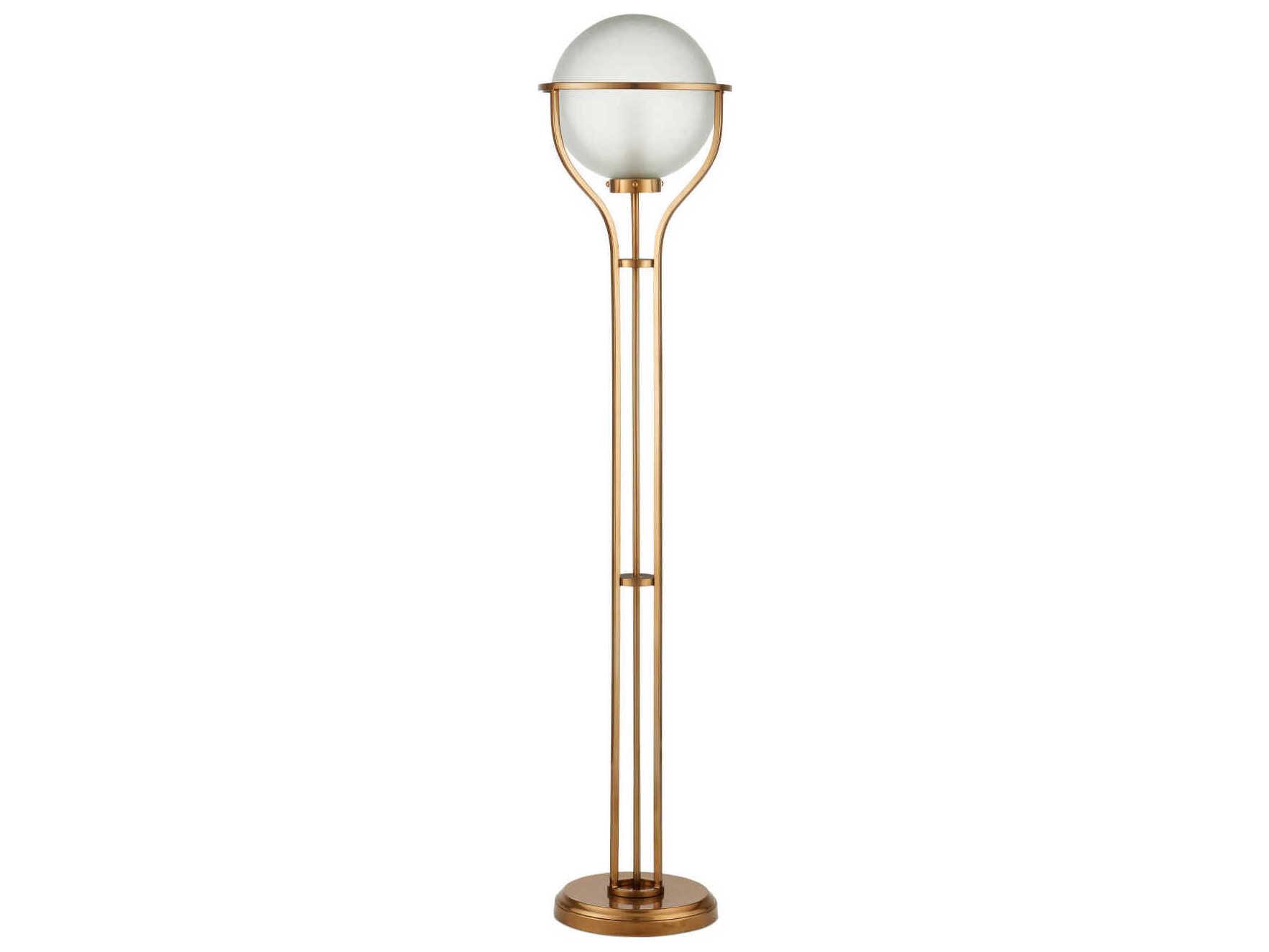 Currey & Company Metropolis Metallic Champagne Frosted Glass Gold Floor Lamp