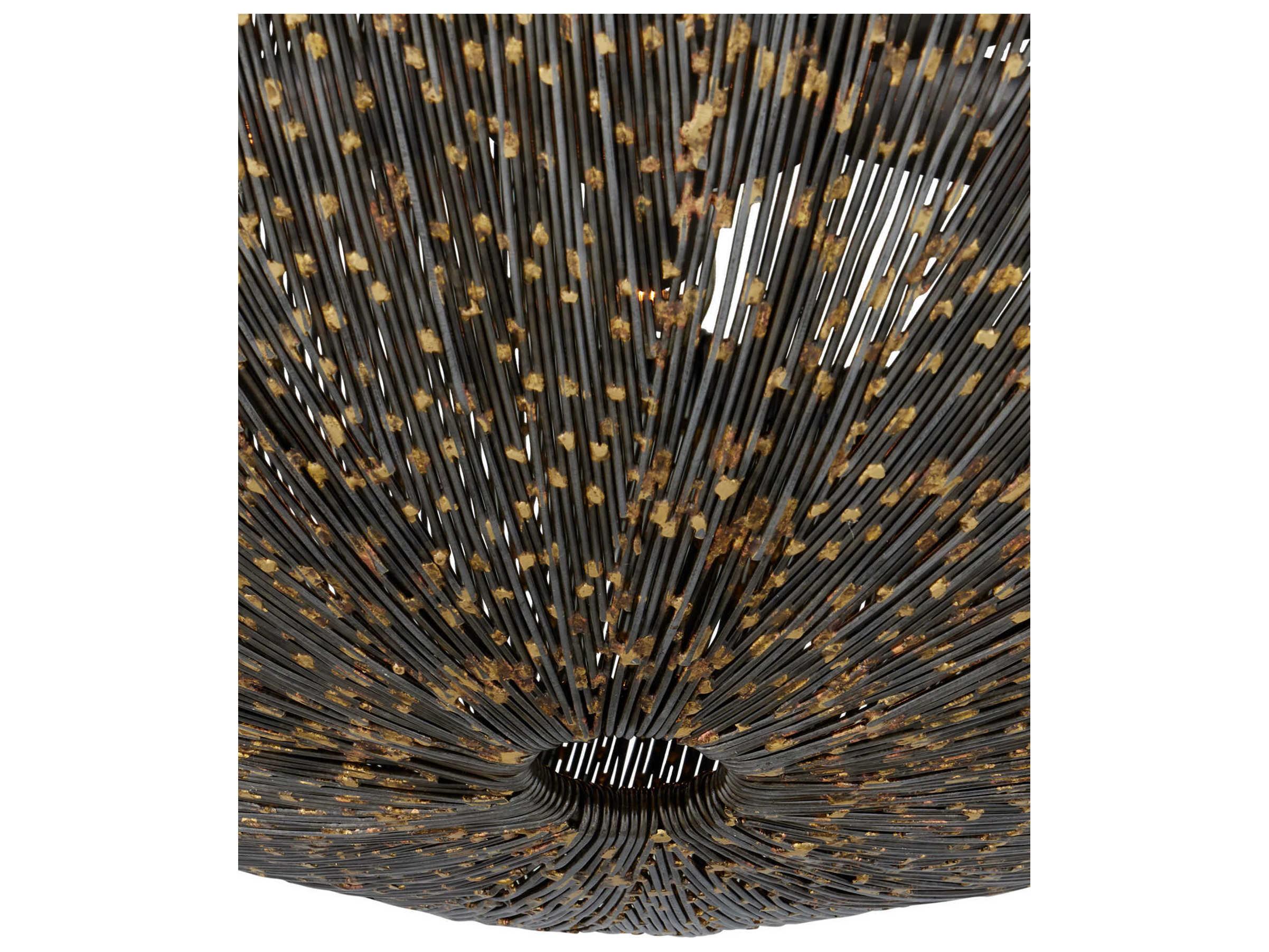 Currey & Company Eduardo 6-Light Natural Iron Brass Black Bowl Pendant