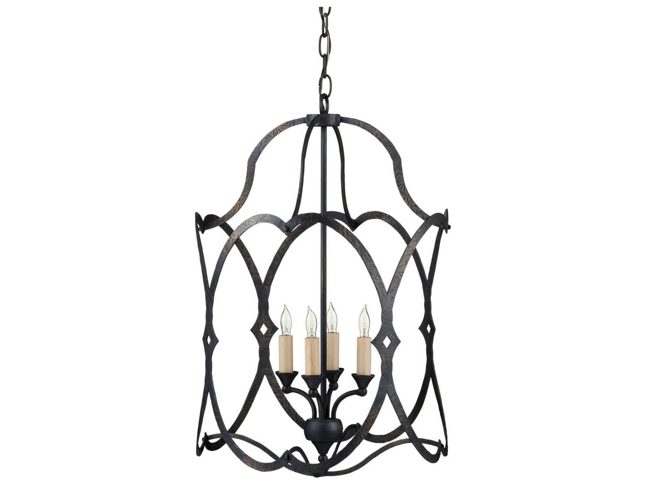 Currey & Company Charisma 4-Light French Black Candelabra Chandelier