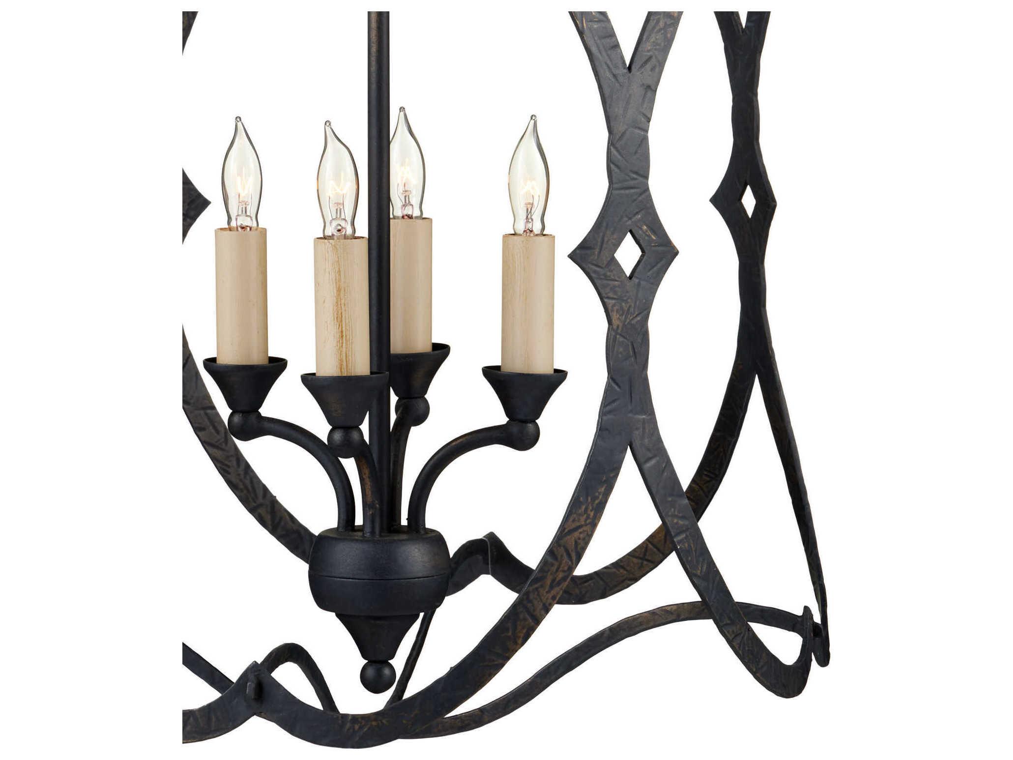 Currey & Company Charisma 4-Light French Black Candelabra Chandelier