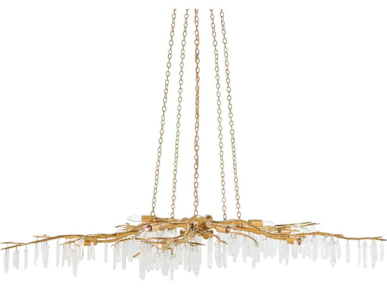 Currey & Company Forest 10-Light Washed Lucerne Gold Natural Chandelier