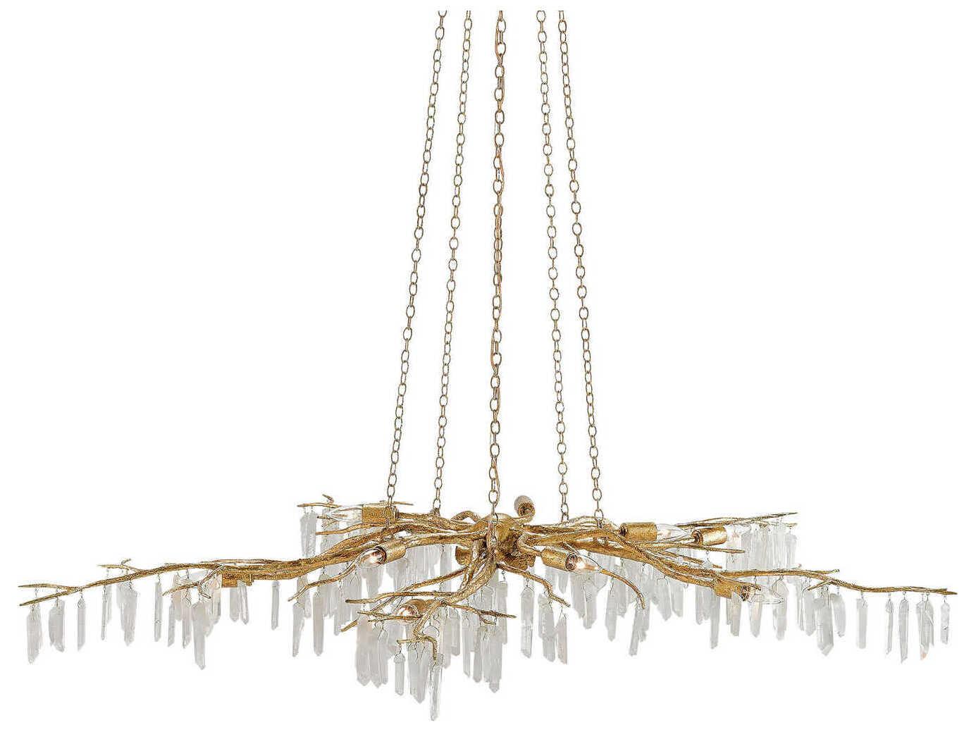 Currey & Company Forest 10-Light Washed Lucerne Gold Natural Chandelier