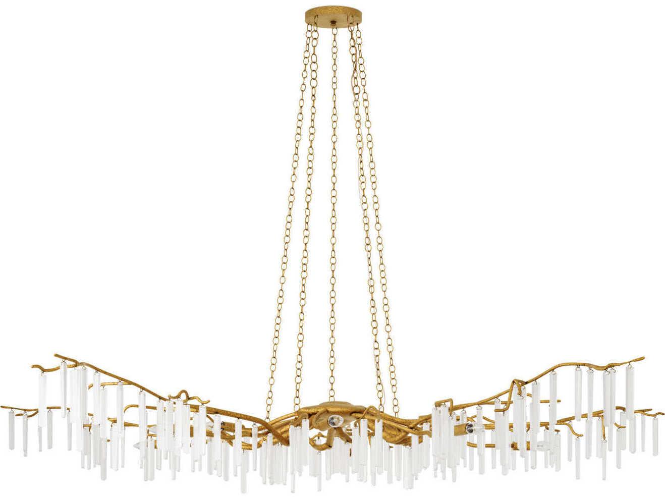 Currey & Company Forest 10-Light Washed Lucerne Gold Natural Chandelier