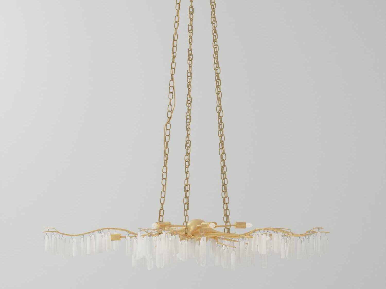 Currey & Company Forest 10-Light Washed Lucerne Gold Natural Chandelier