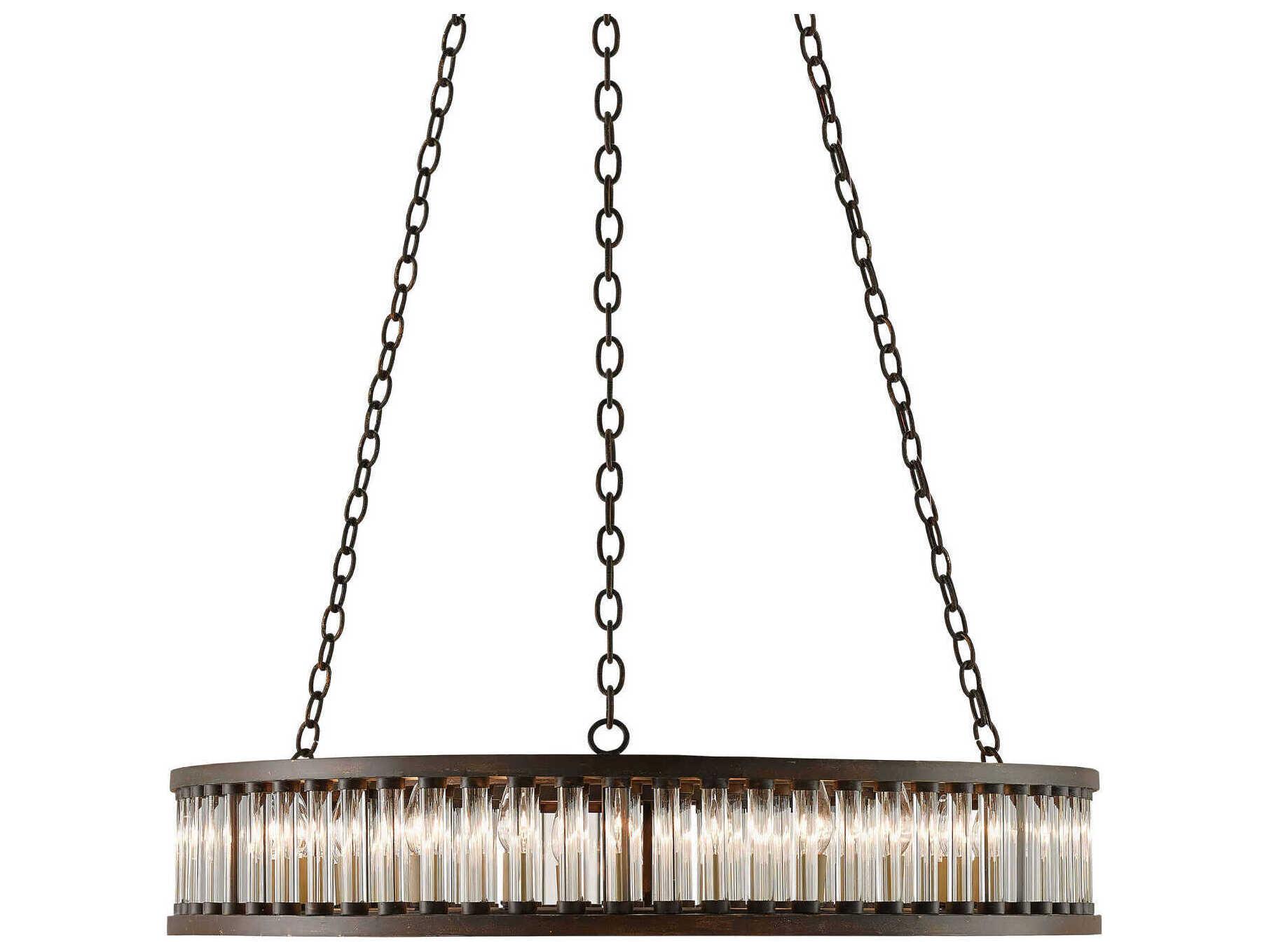 Currey & Company Elixir 24-Light Bronze Verdigris Glass Cylinder Drum Chandelier