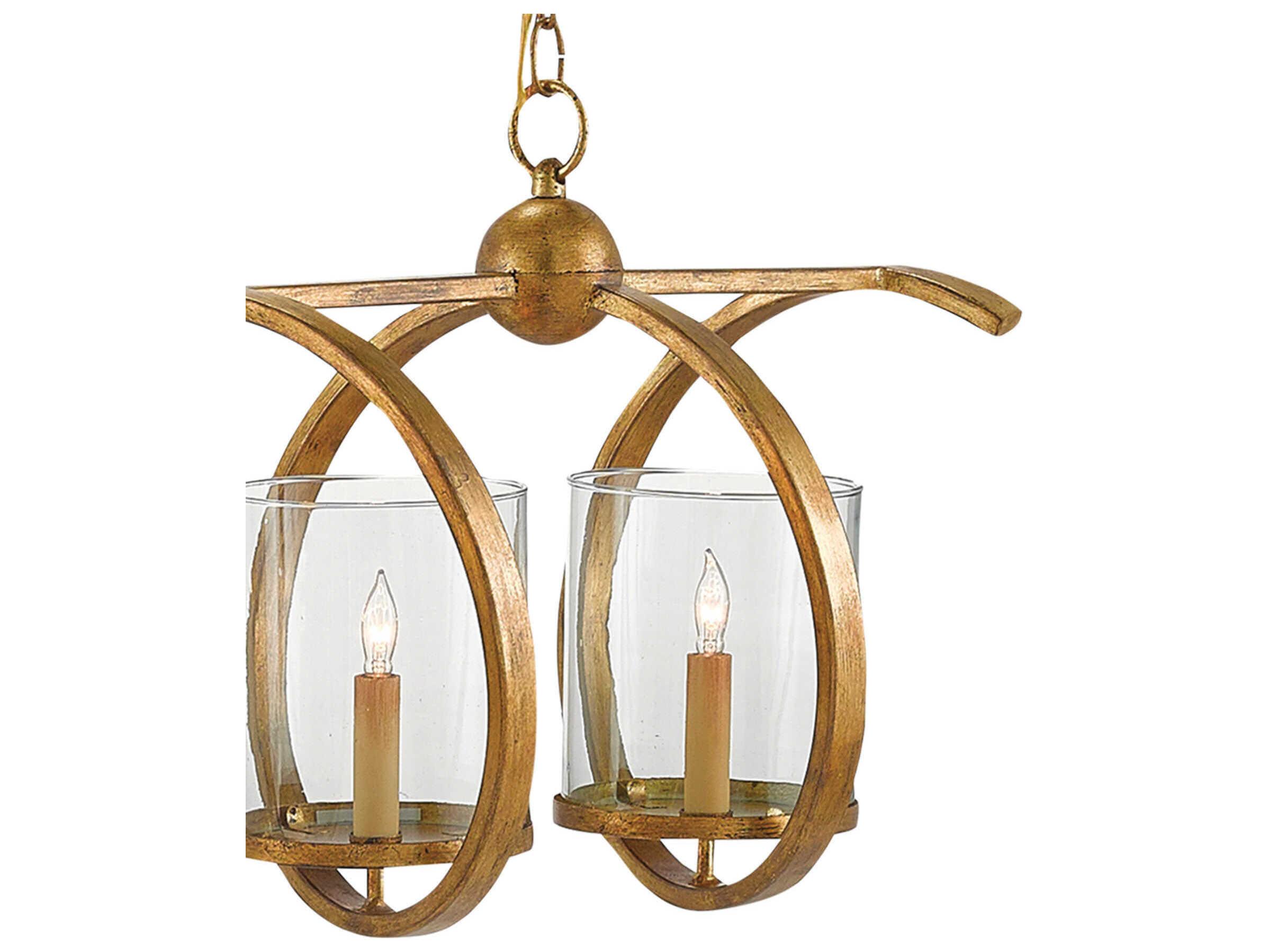 Currey & Company Maximus 5-Light Washed Gold Leaf Glass Island Pendant