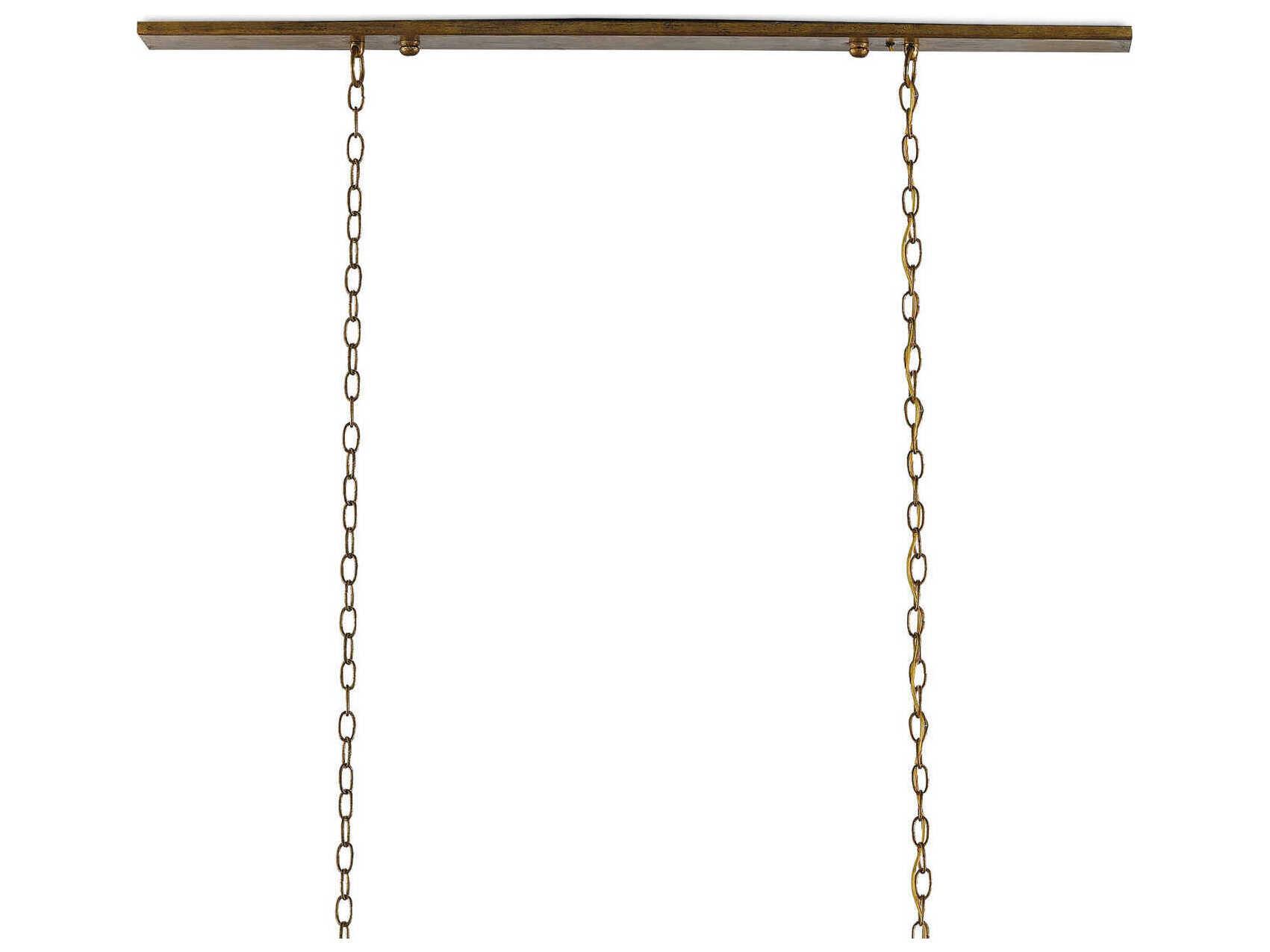 Currey & Company Maximus 5-Light Washed Gold Leaf Glass Island Pendant