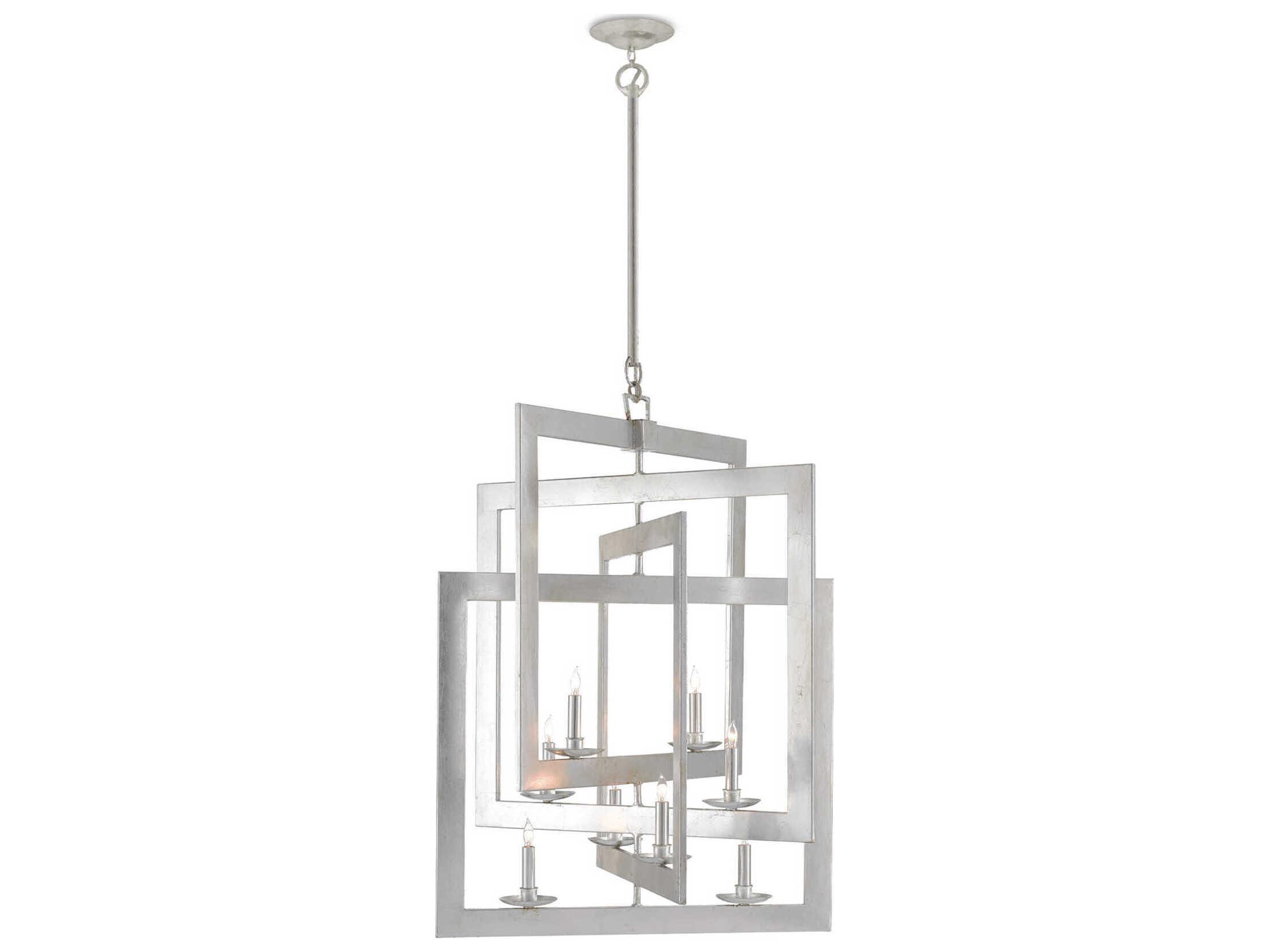 Currey & Company Middleton 8-Light Contemporary Silver Leaf Candelabra Chandelier