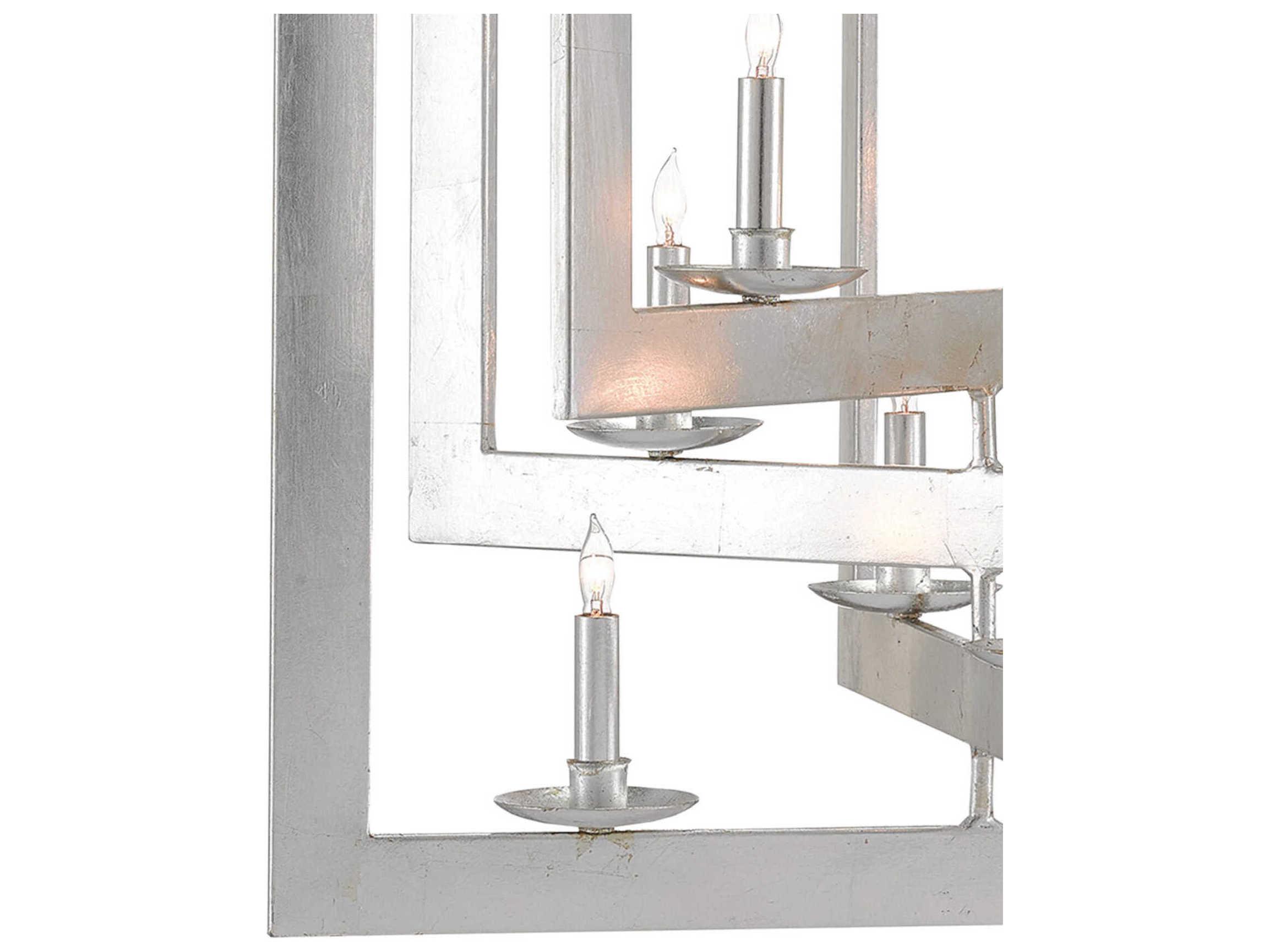 Currey & Company Middleton 8-Light Contemporary Silver Leaf Candelabra Chandelier