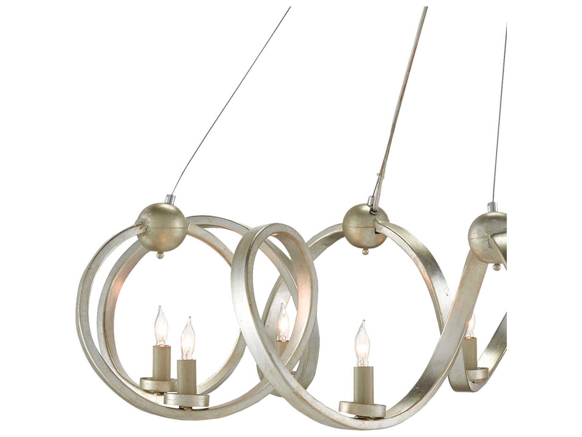 Currey & Company Ringmaster 10-Light Contemporary Silver Leaf Candelabra Chandelier