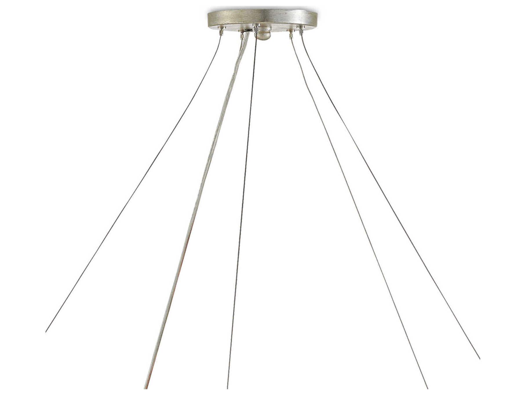 Currey & Company Ringmaster 10-Light Contemporary Silver Leaf Candelabra Chandelier