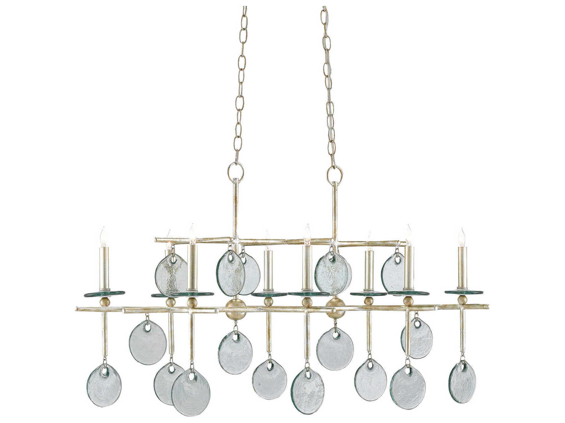 Currey & Company Sethos 8-Light Silver Granello Glass Island Pendant