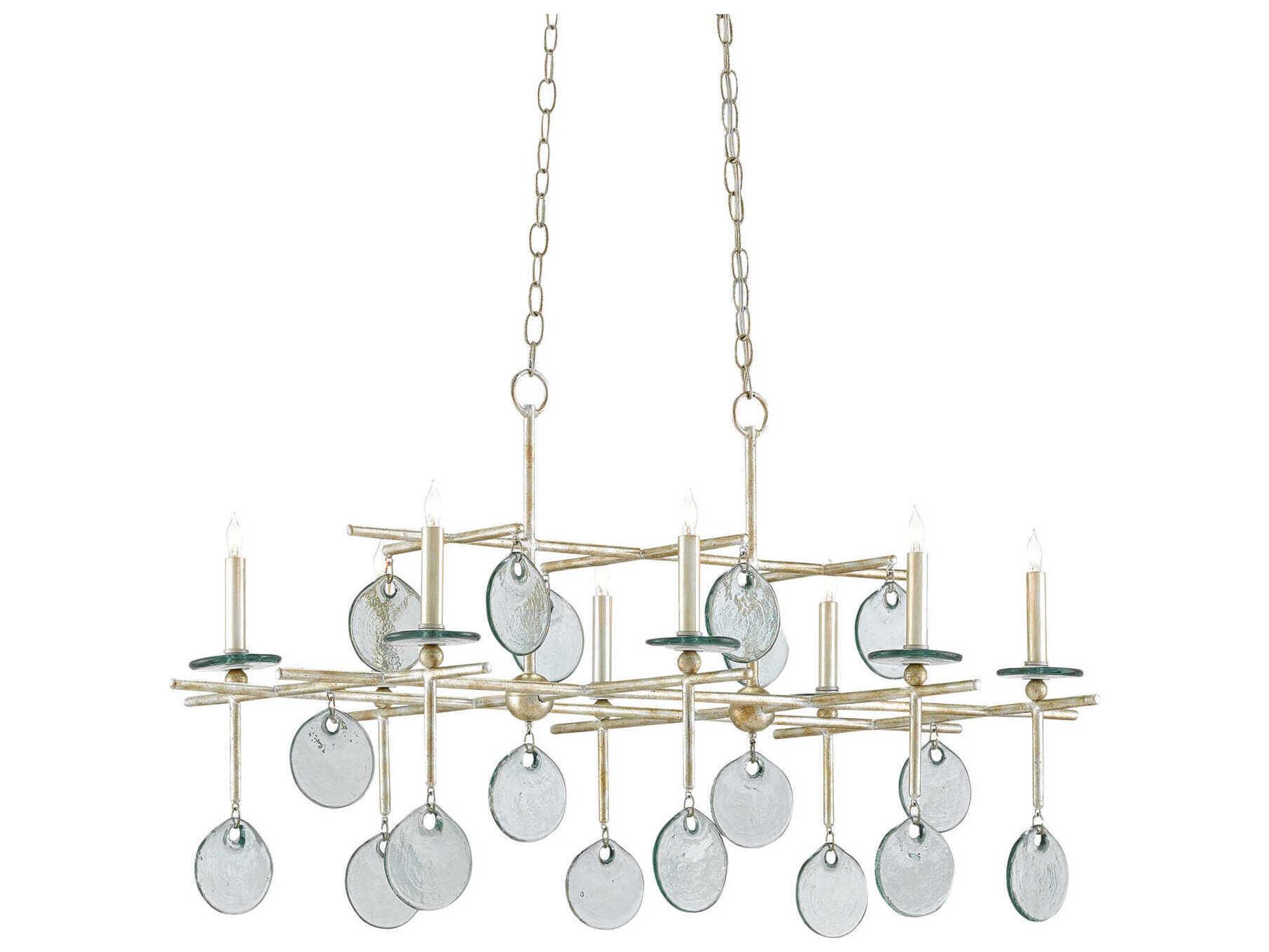 Currey & Company Sethos 8-Light Silver Granello Glass Island Pendant