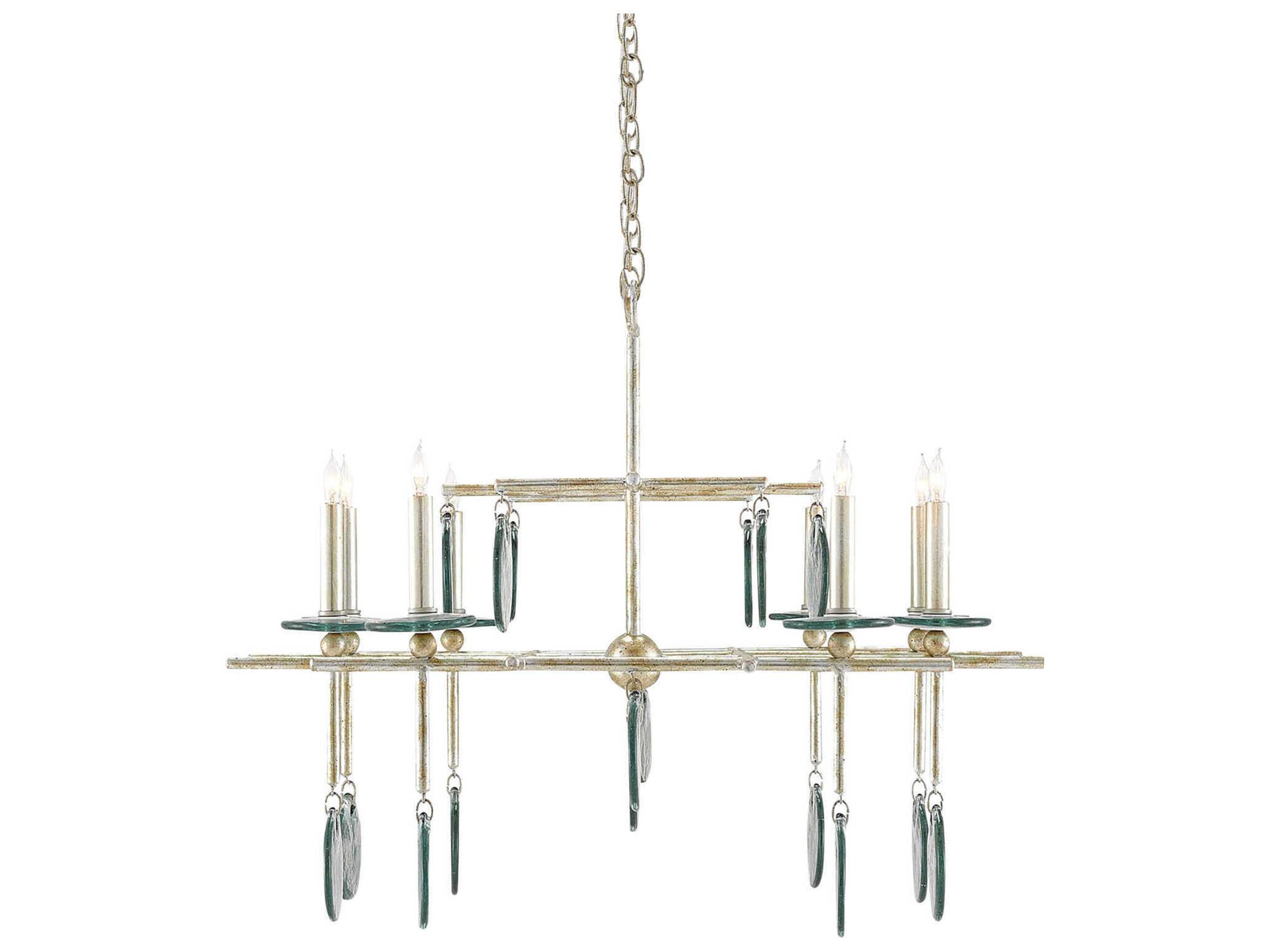 Currey & Company Sethos 8-Light Silver Granello Glass Island Pendant