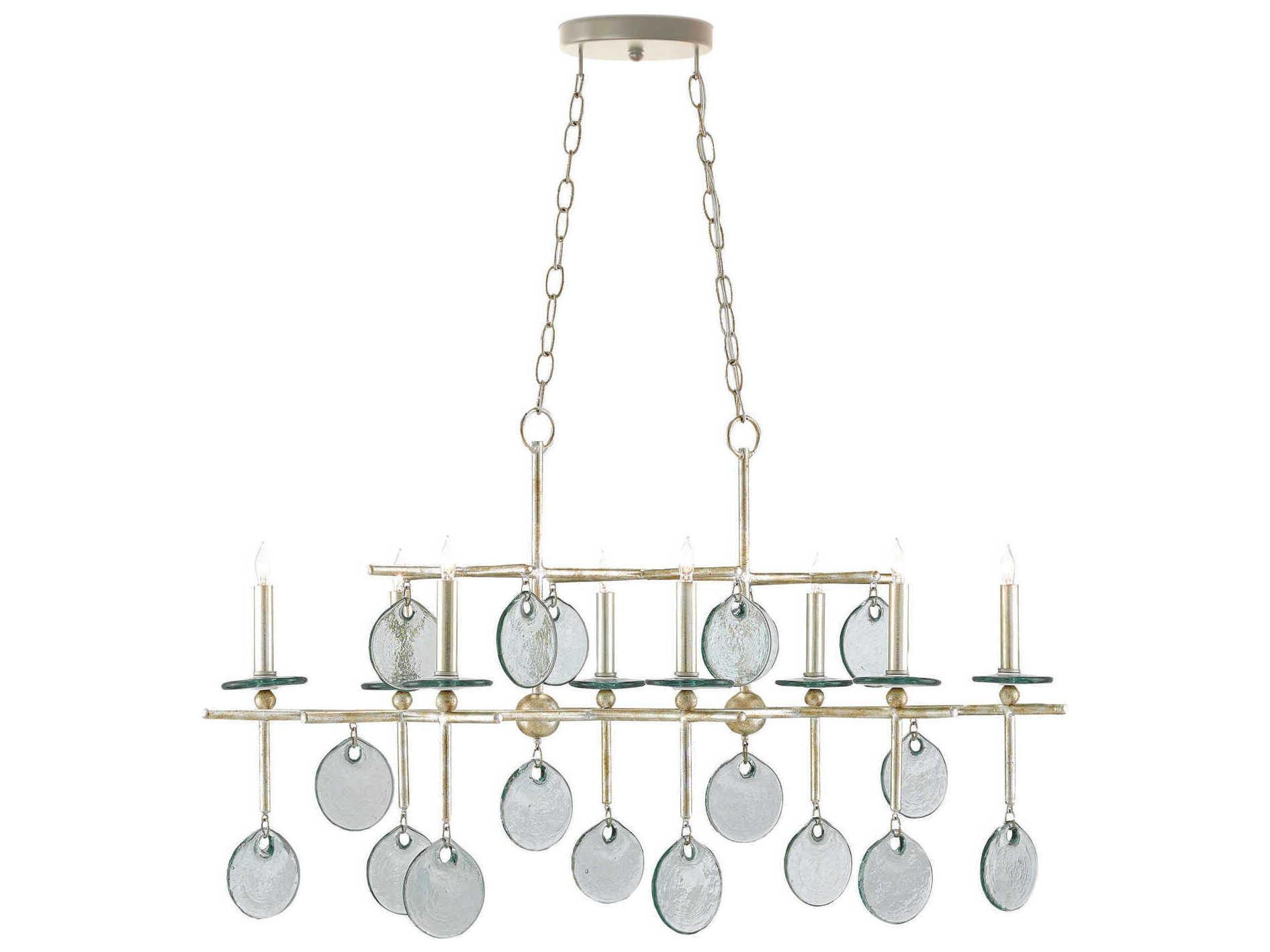 Currey & Company Sethos 8-Light Silver Granello Glass Island Pendant