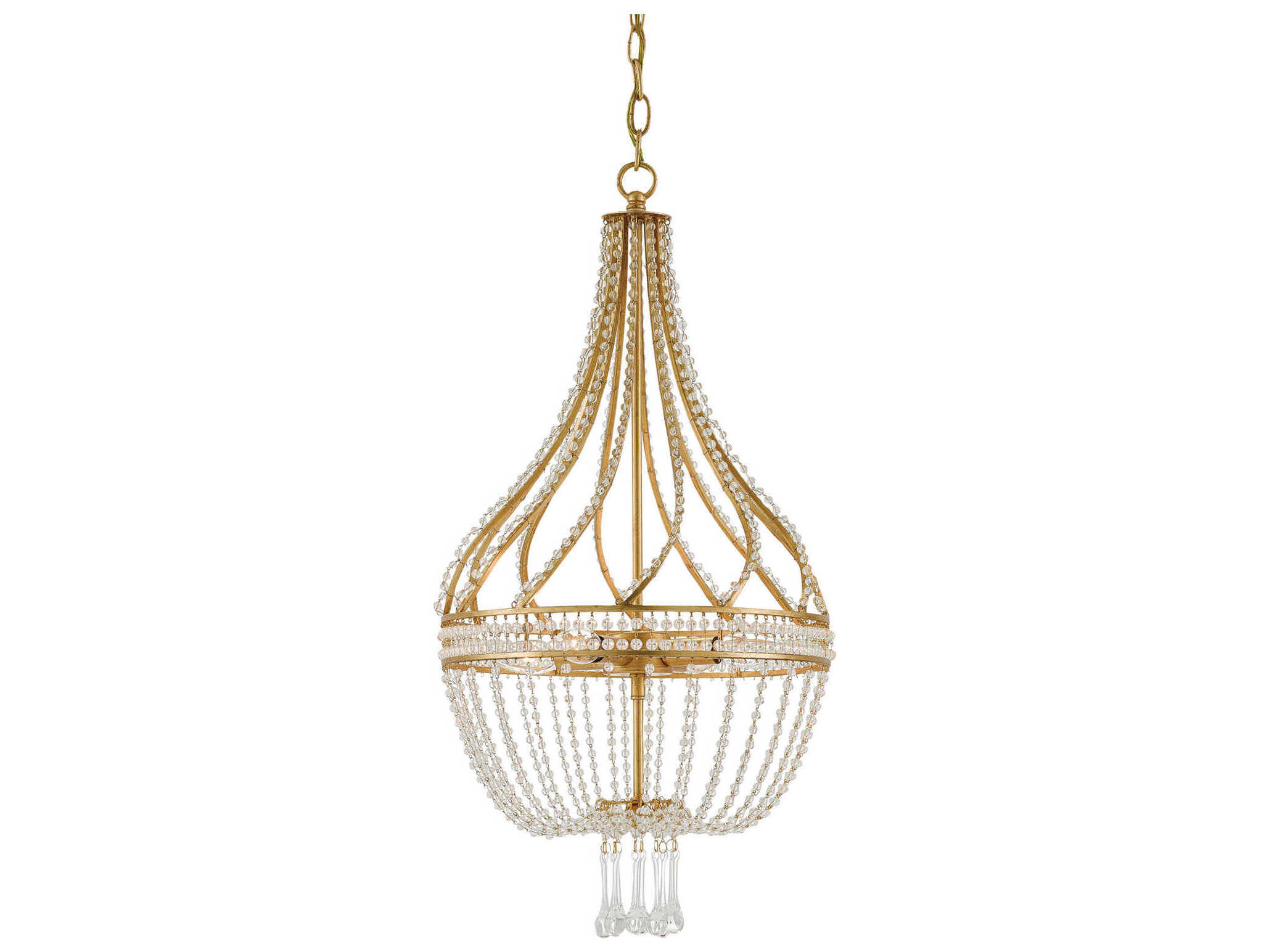 Currey & Company Ingenue 4-Light Antique Gold Leaf Candelabra Chandelier