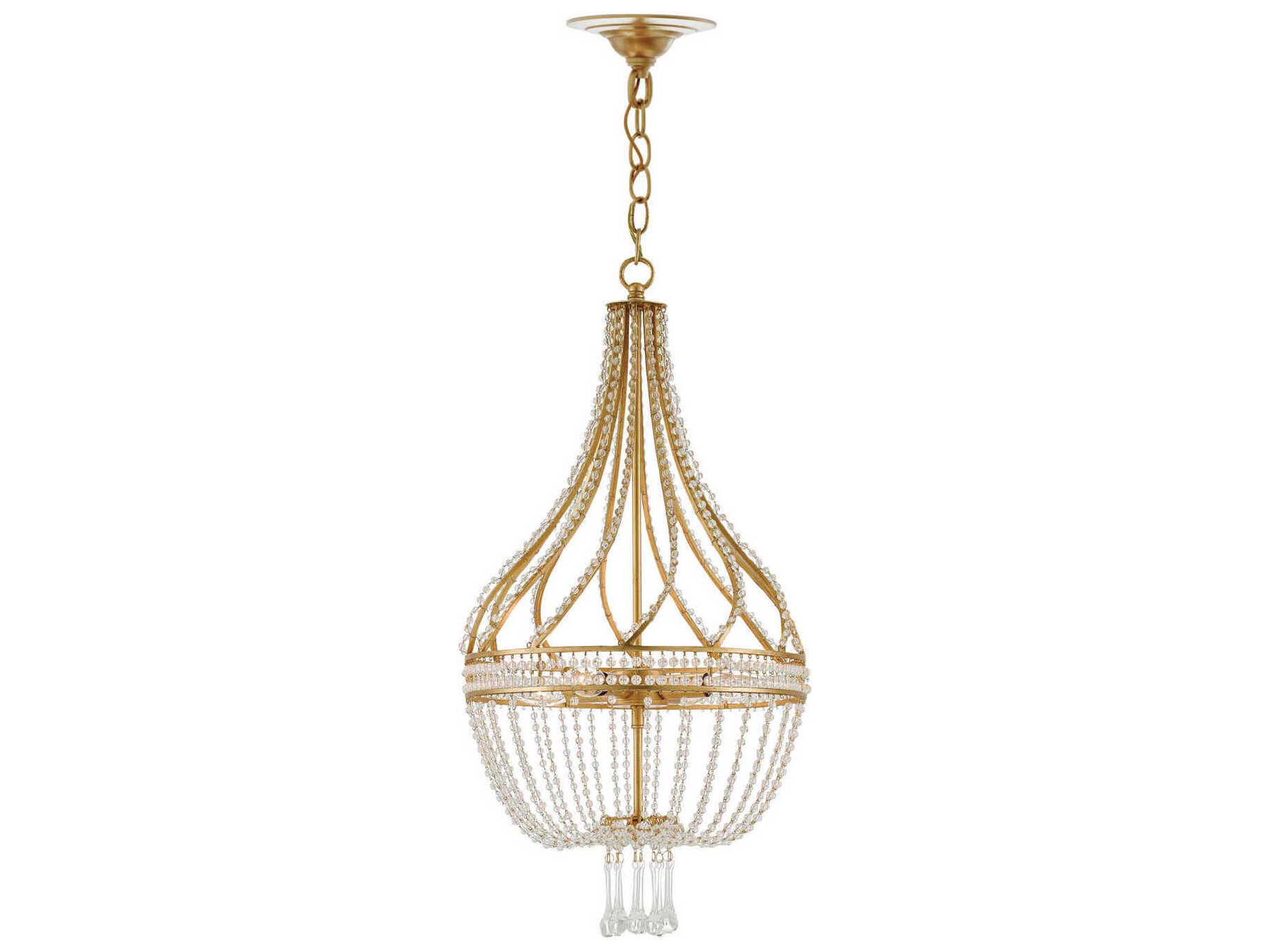 Currey & Company Ingenue 4-Light Antique Gold Leaf Candelabra Chandelier