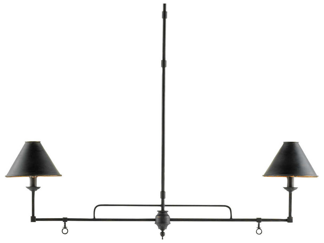 Currey & Company Prosperity 2-Light Black Island Pendant