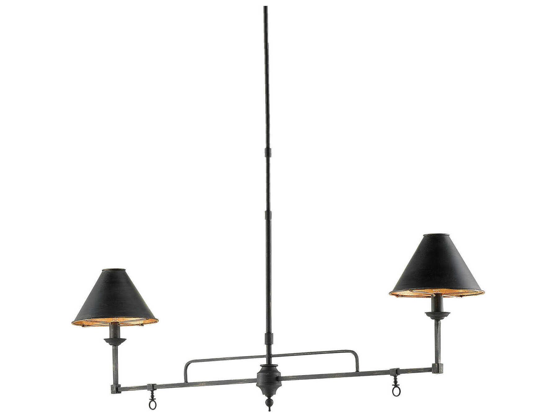 Currey & Company Prosperity 2-Light Black Island Pendant