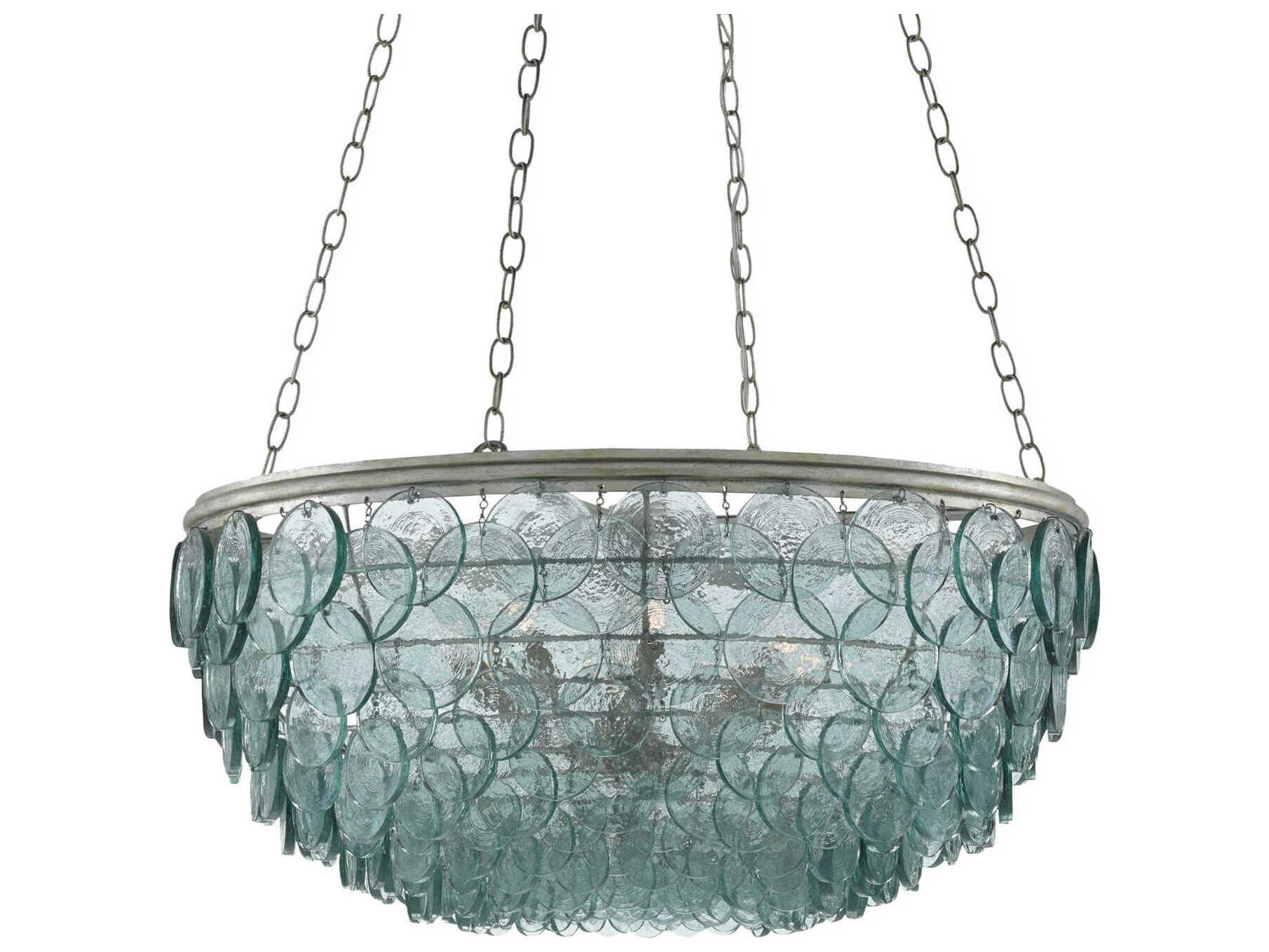 Currey & Company Quoram 8-Light Silver Leaf Pendant