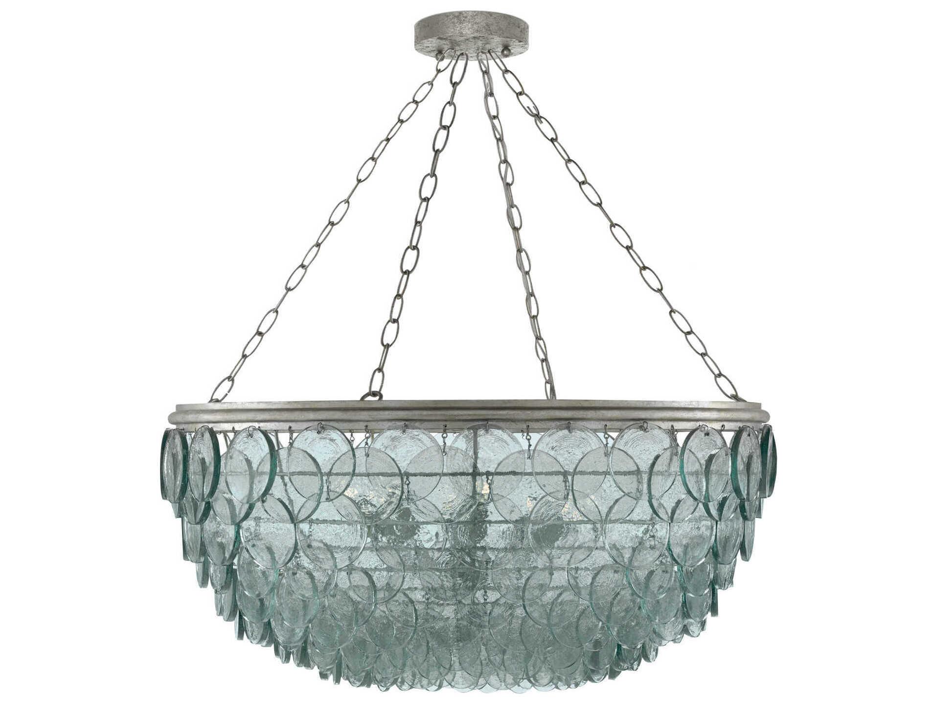 Currey & Company Quoram 8-Light Silver Leaf Pendant