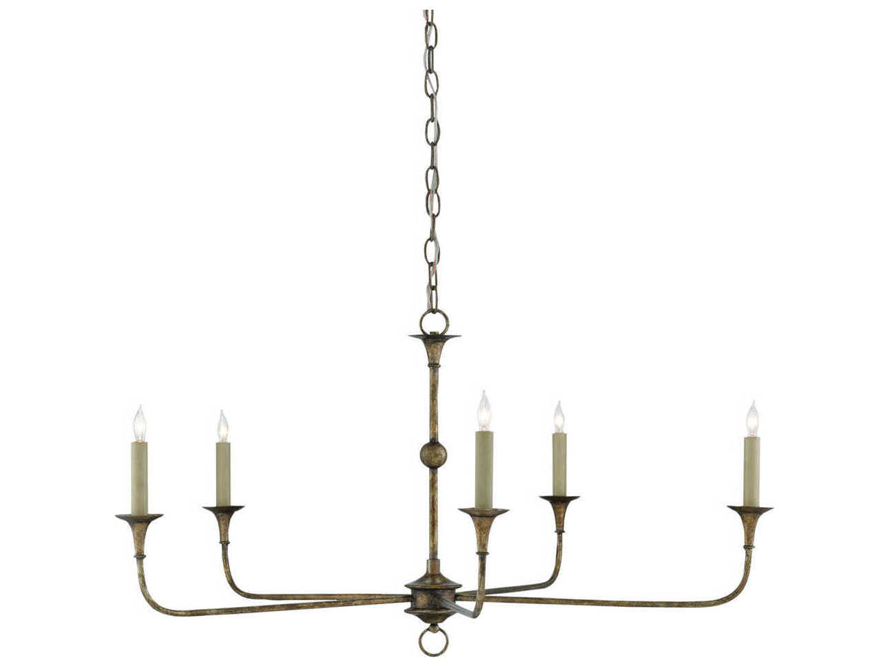 Currey & Company Nottaway 5-Light Pyrite Bronze Candelabra Chandelier
