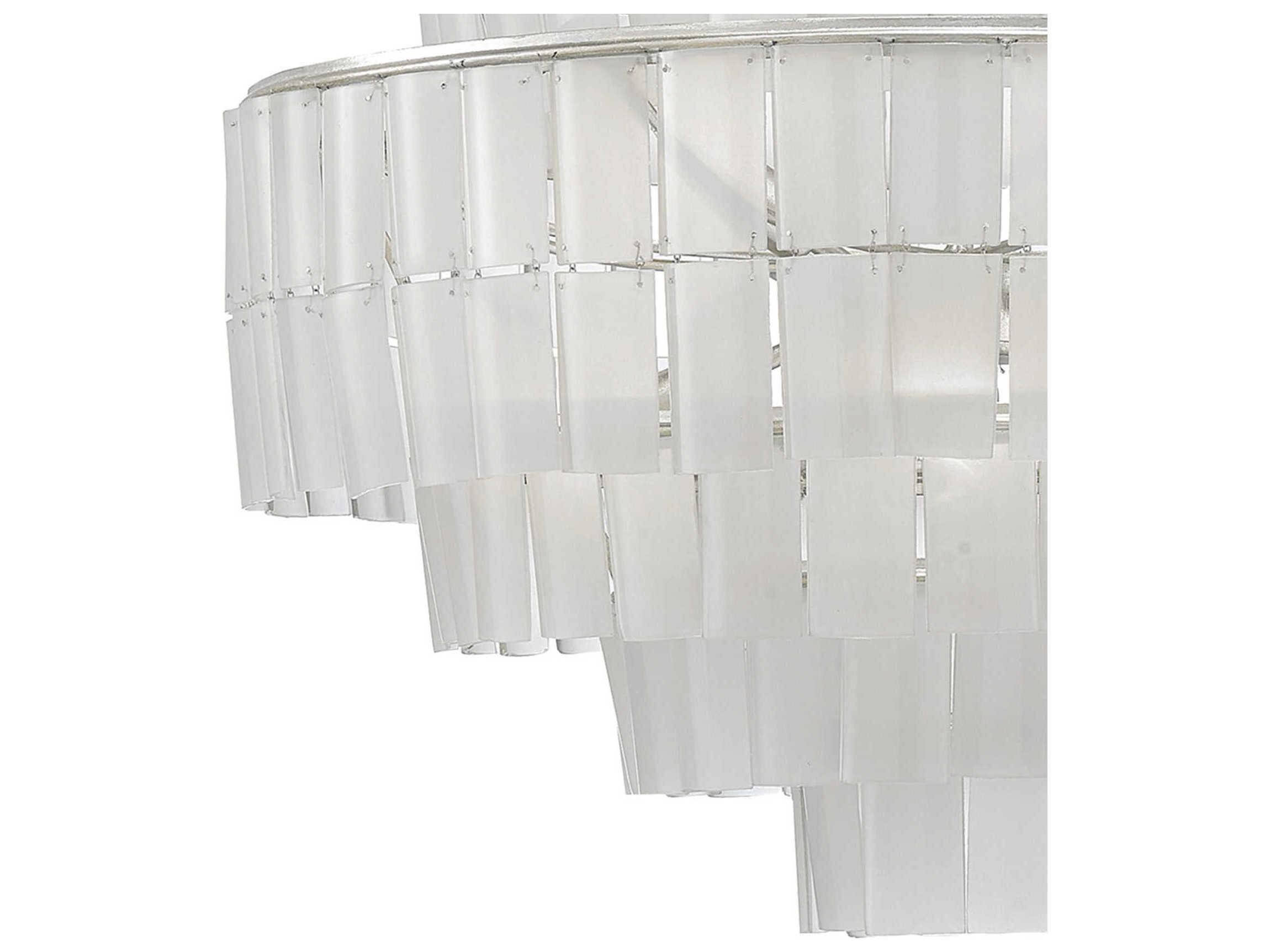 Currey & Company Sommelier Blanc 8-Light Contemporary Silver Leaf Opaque White Globe Tiered Chandelier