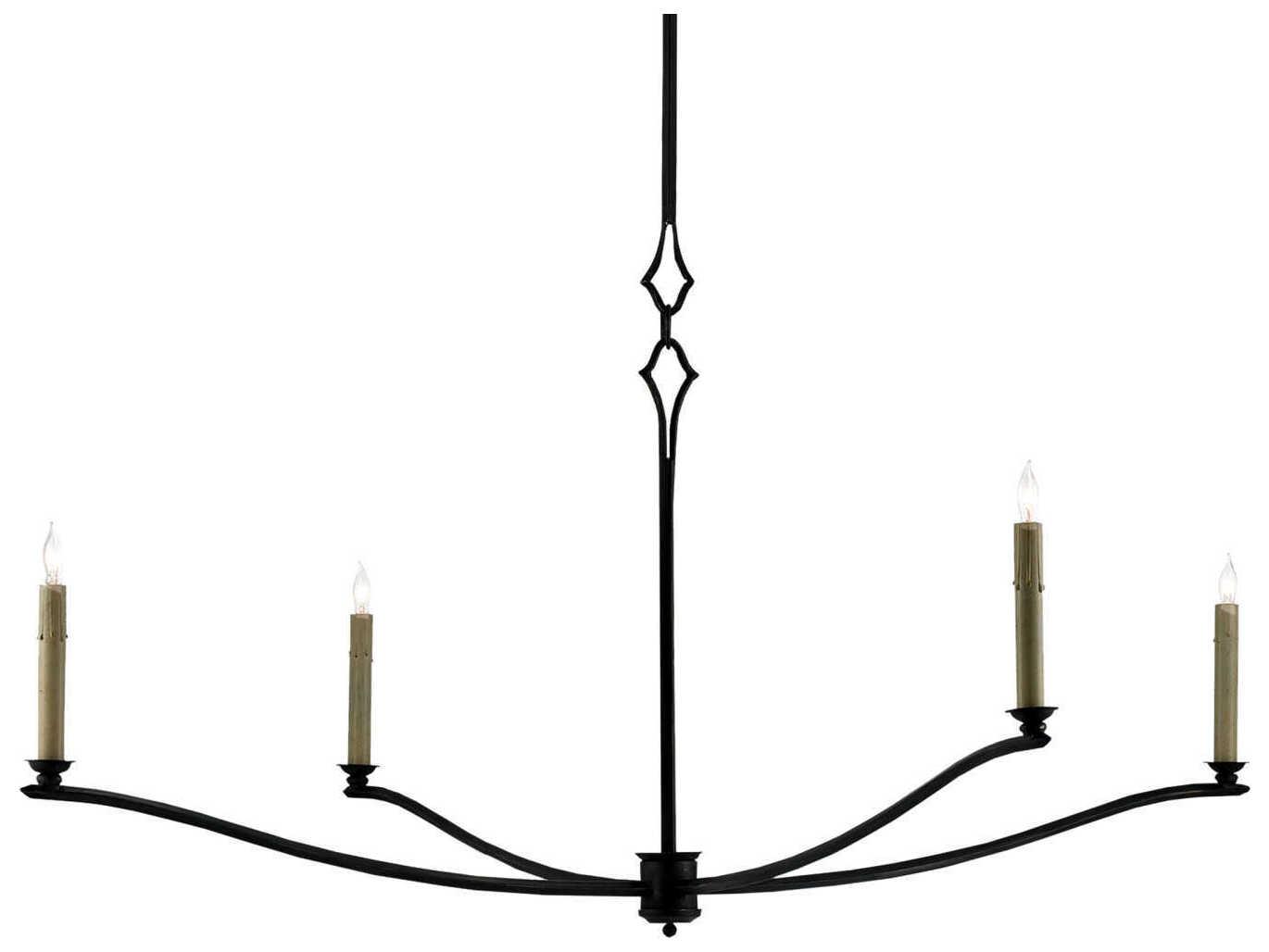 Currey & Company Knole 4-Light French Black Candelabra Chandelier