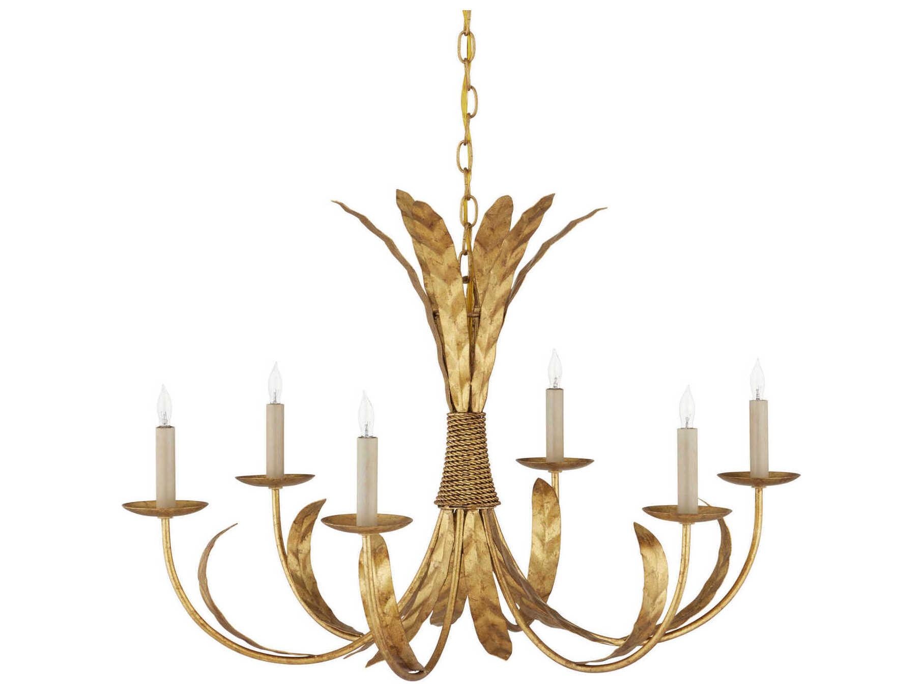 Currey & Company Bette 6-Light Grecian Gold Leaf Candelabra Chandelier