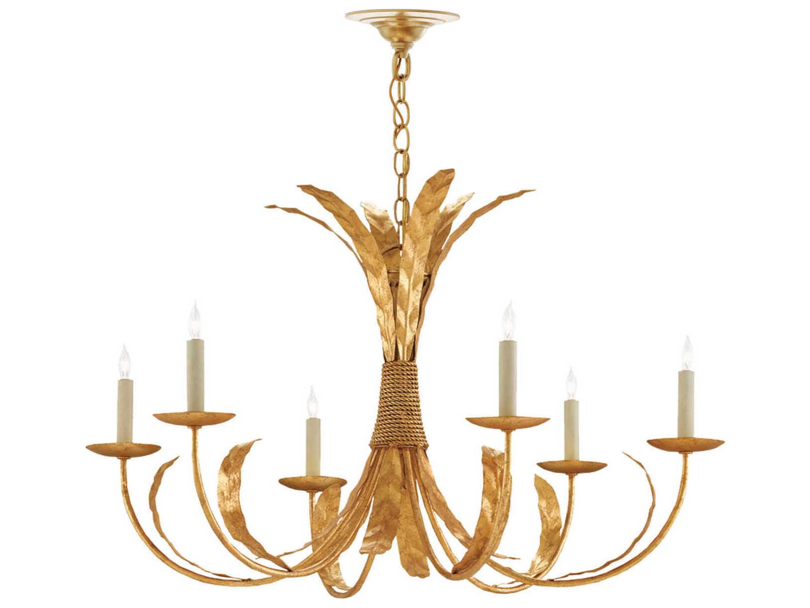 Currey & Company Bette 6-Light Grecian Gold Leaf Candelabra Chandelier