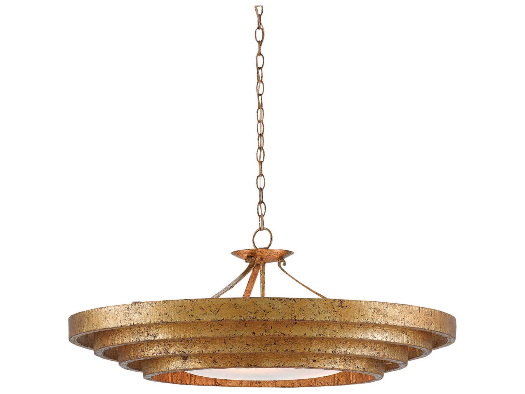 Currey & Company Belle 3-Light Gold Leaf Glass Geometric Pendant