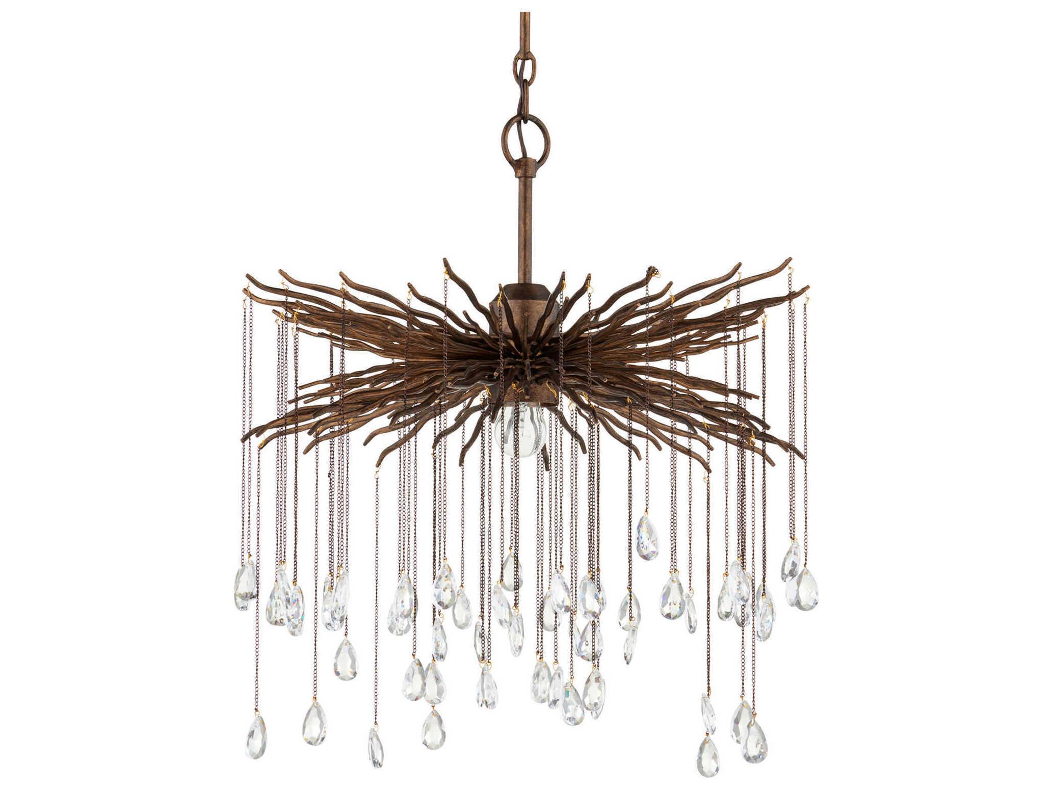 Currey & Company Fen 1-Light Cupertino Brown Crystal Pendant