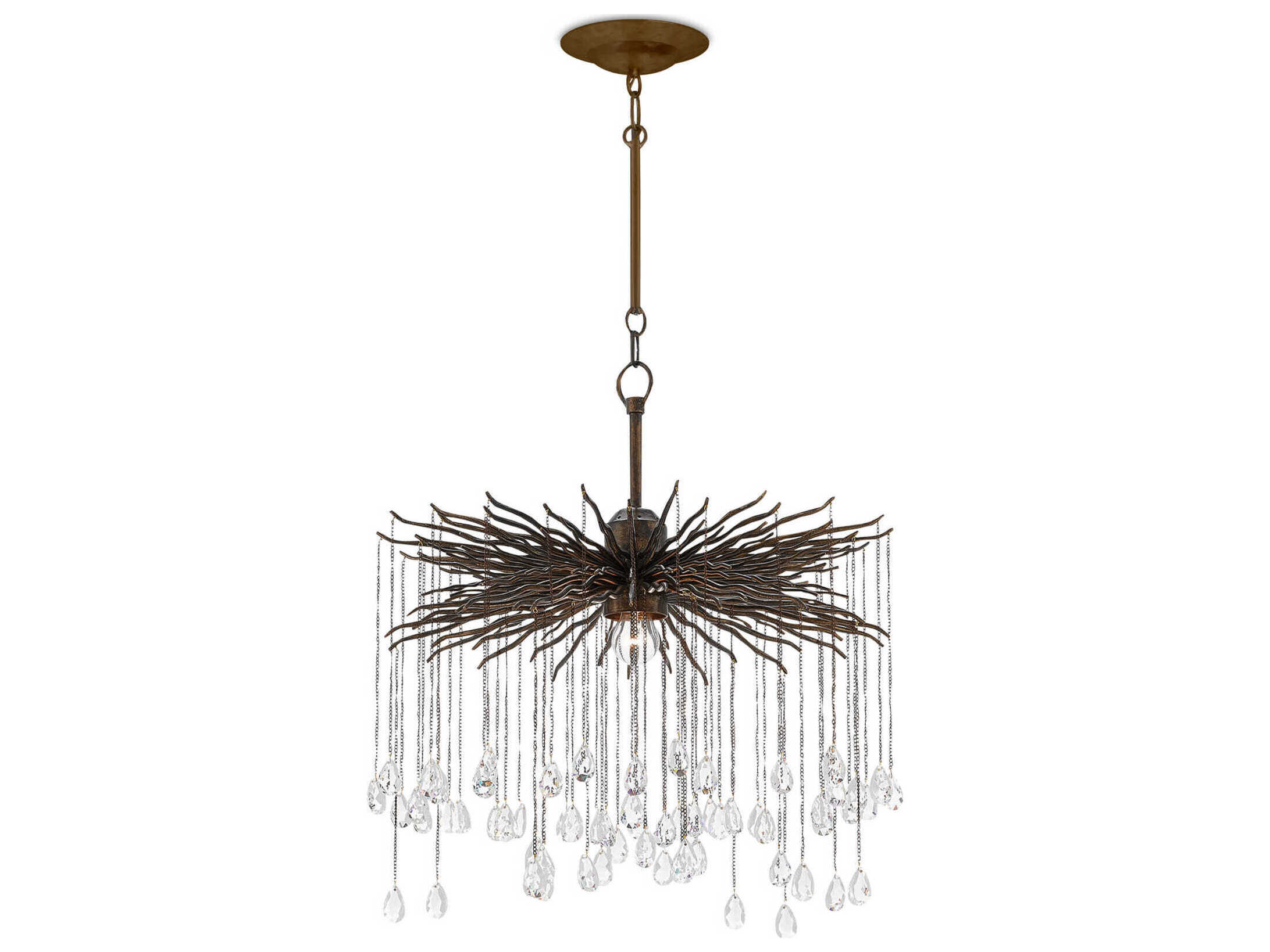 Currey & Company Fen 1-Light Cupertino Brown Crystal Pendant