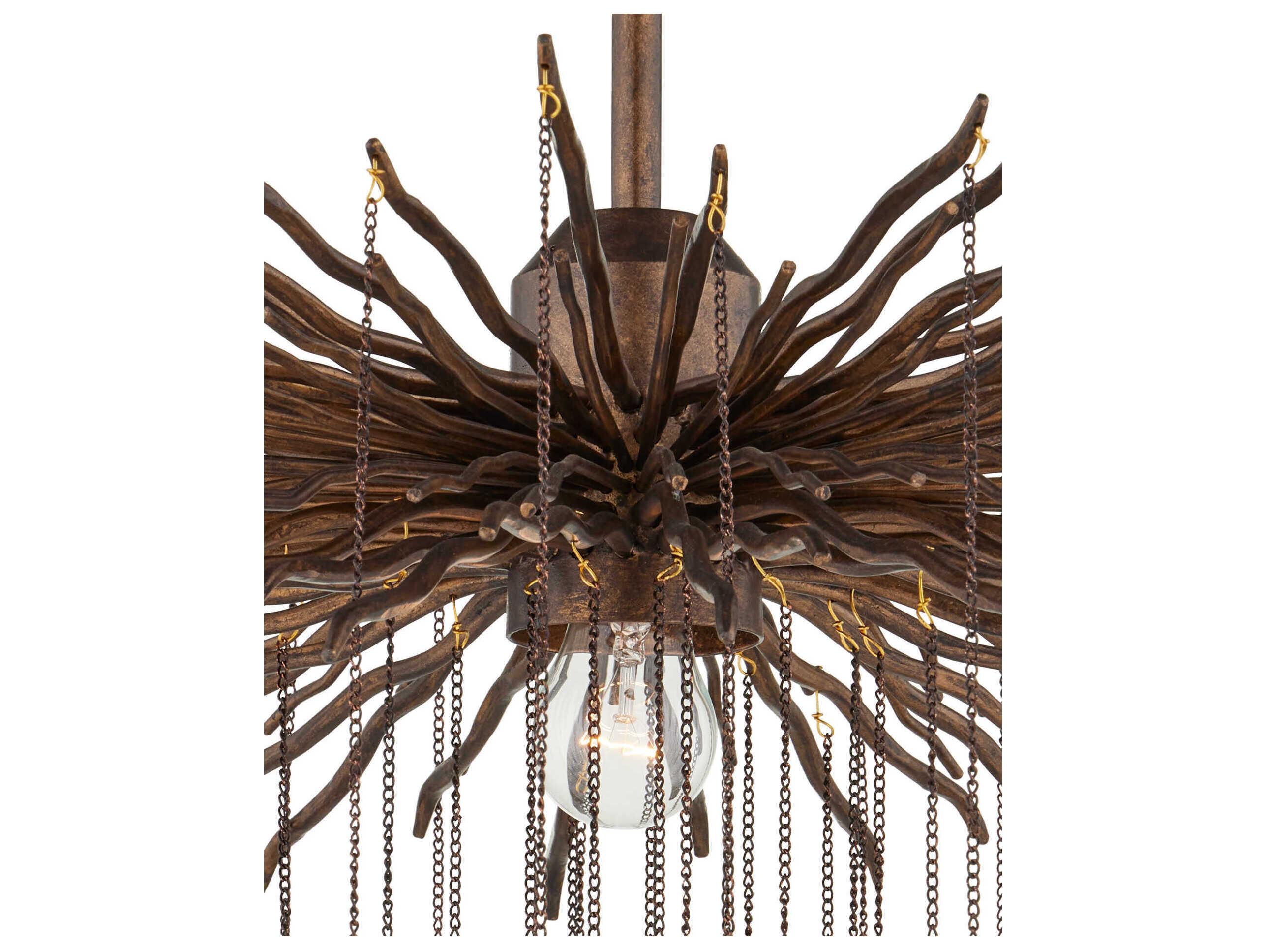 Currey & Company Fen 1-Light Cupertino Brown Crystal Pendant