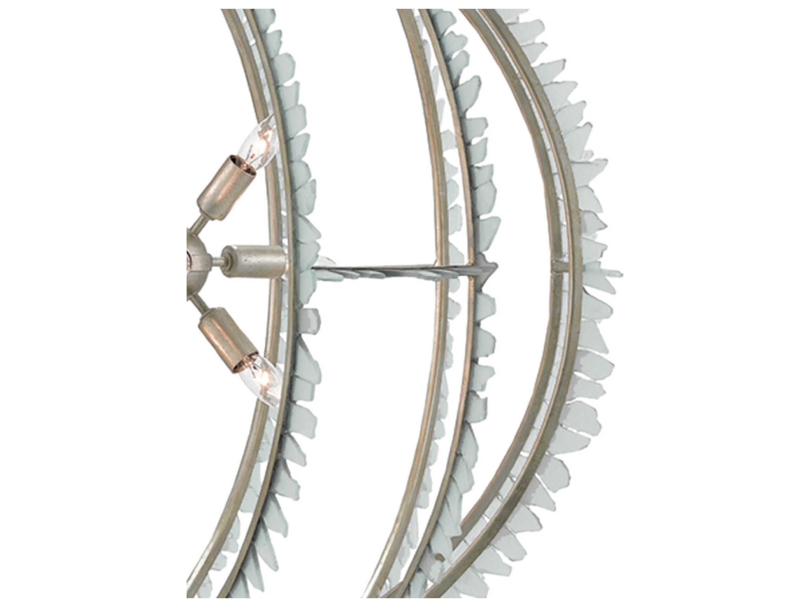 Currey & Company Saltwater 9-Light Contemporary Silver Leaf Seaglass Globe Chandelier