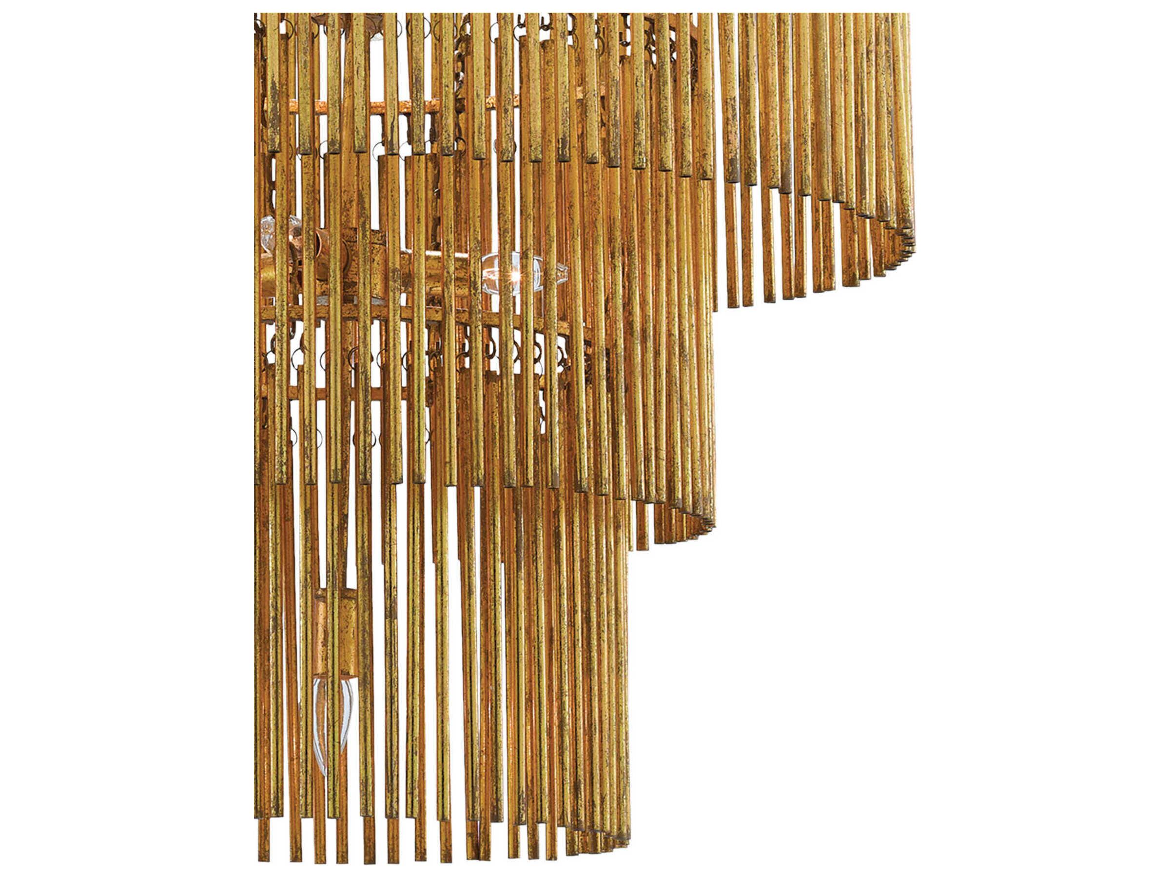 Currey & Company Mantra 7-Light Gold Leaf Tiered Chandelier